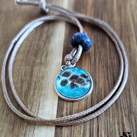 Hand-Painted Snakeskin Pendant Necklace with Sodalite Topper