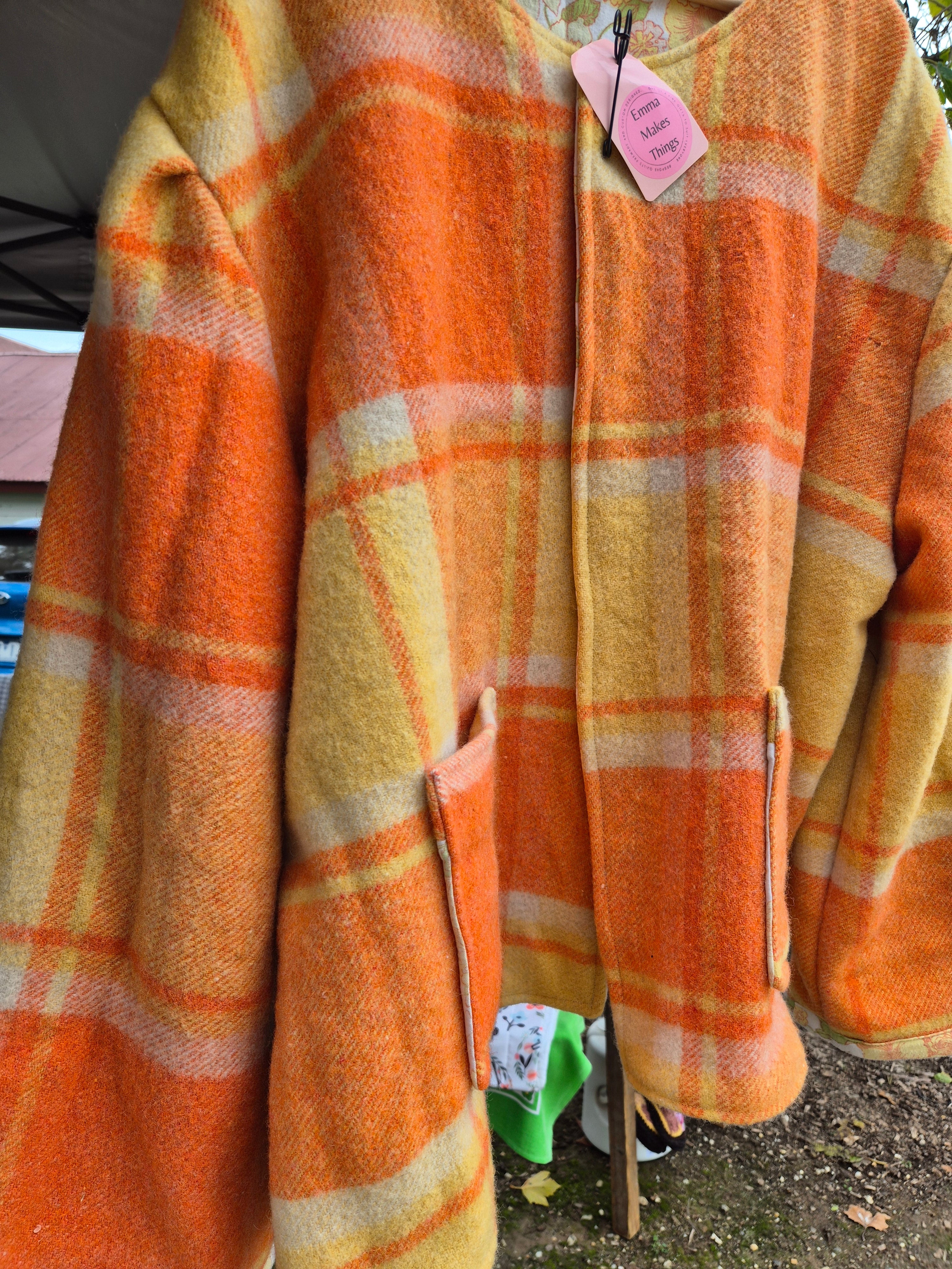 Upcycled woollen blanket jacket size 22