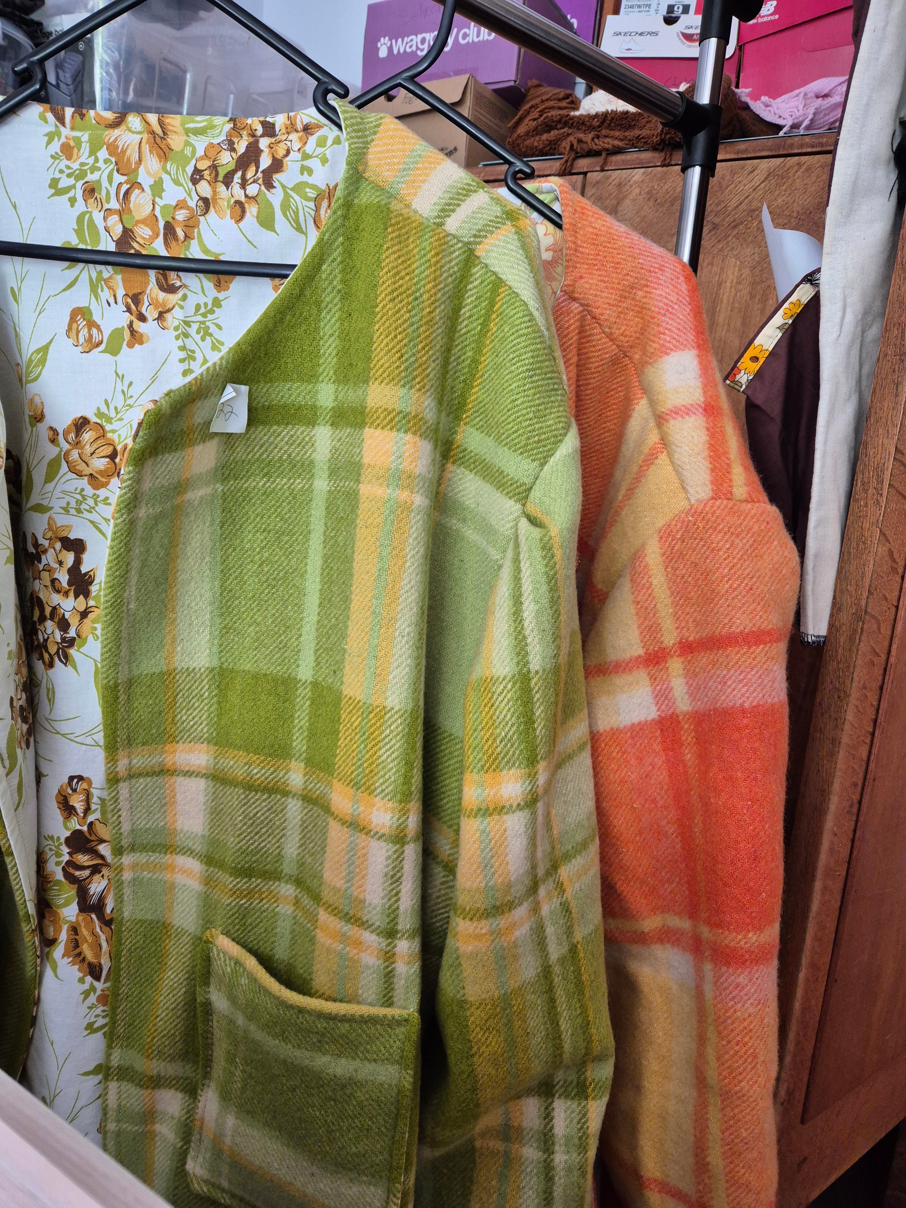 Upcycled woollen blanket jacket size 22