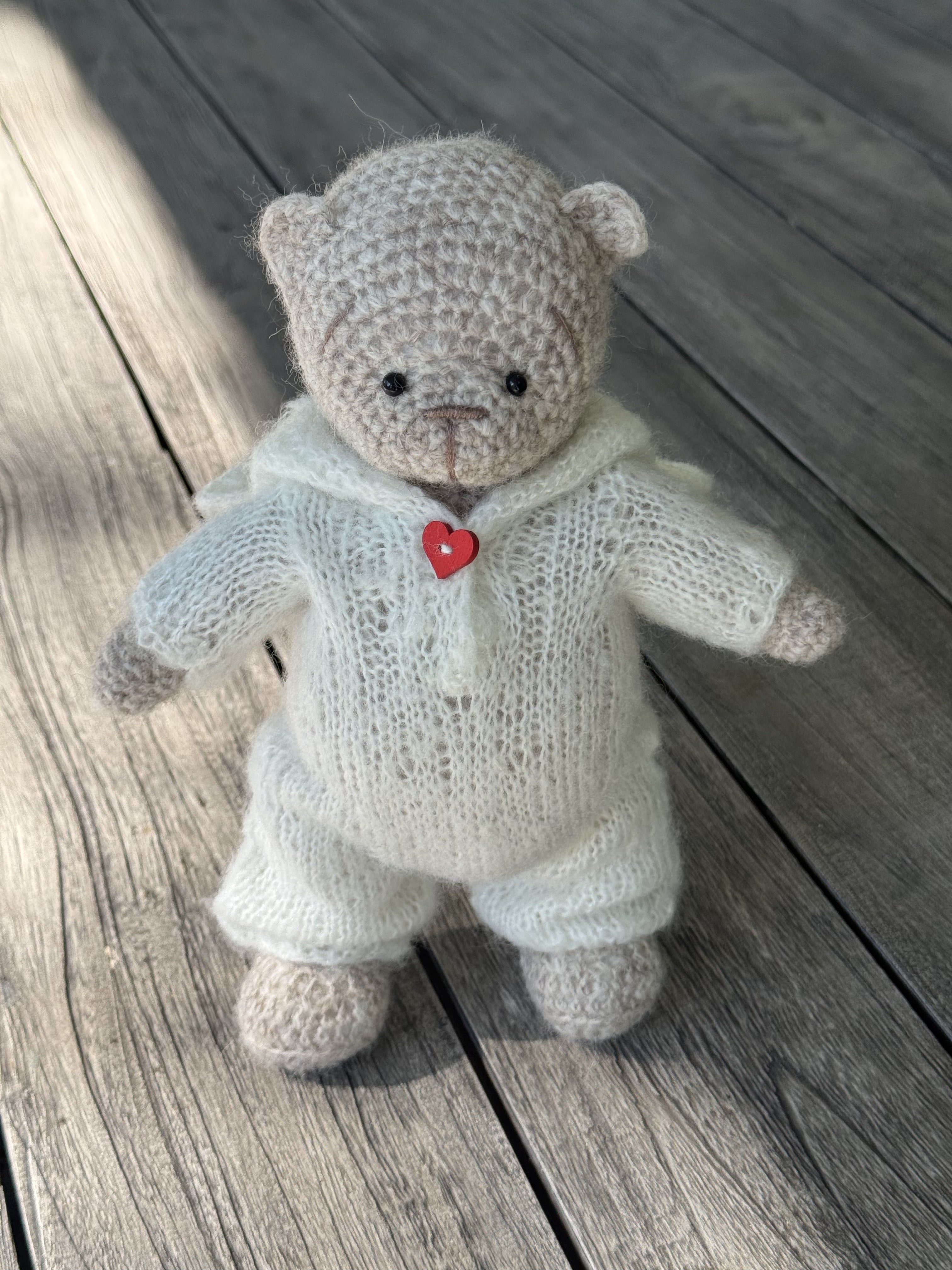 Handmade Amigurumi Bear with Two Outfits Toy 🐻🐰