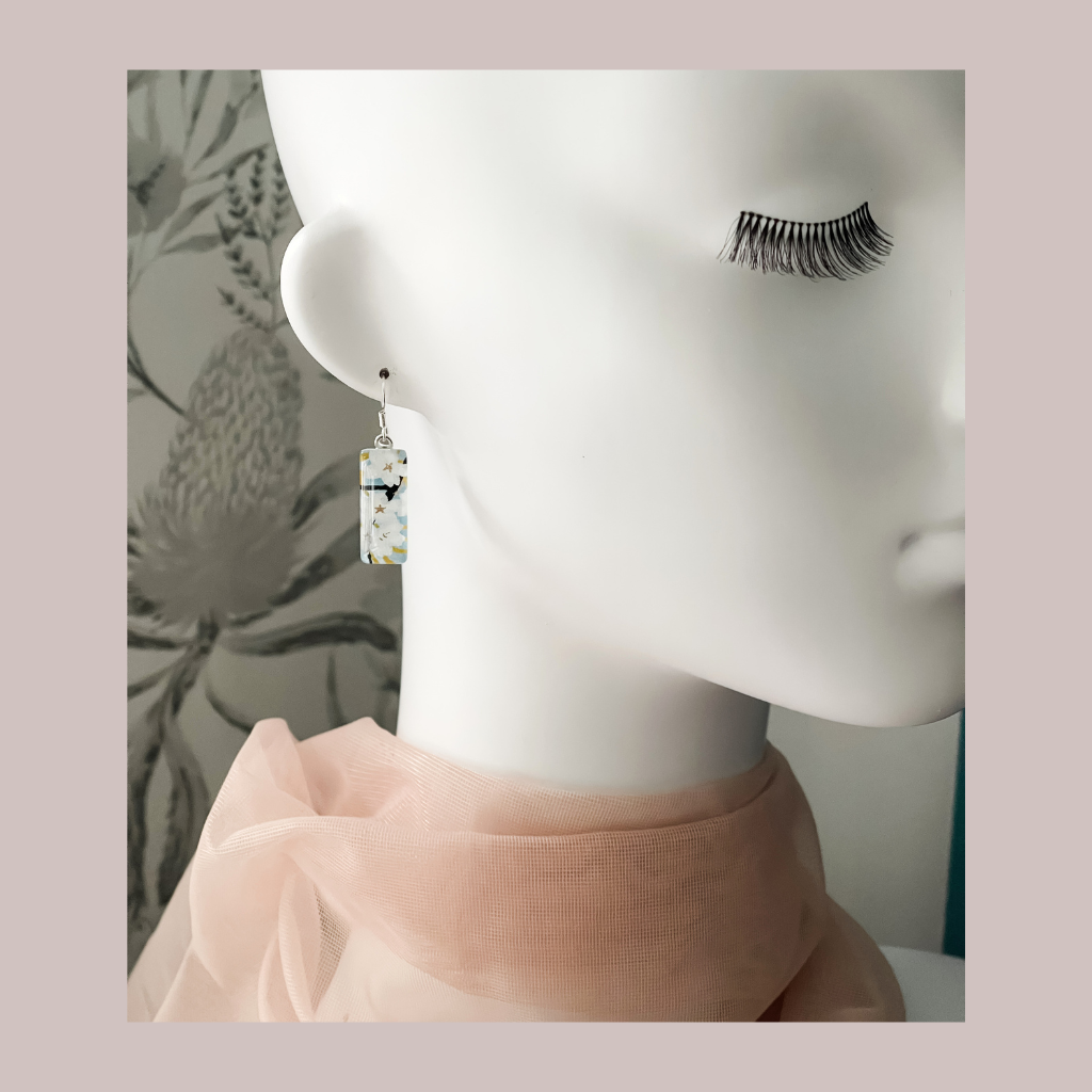 White Floral Blossom Earrings • Glow in these Japanese Paper Handmade Earrings • Only One Available
