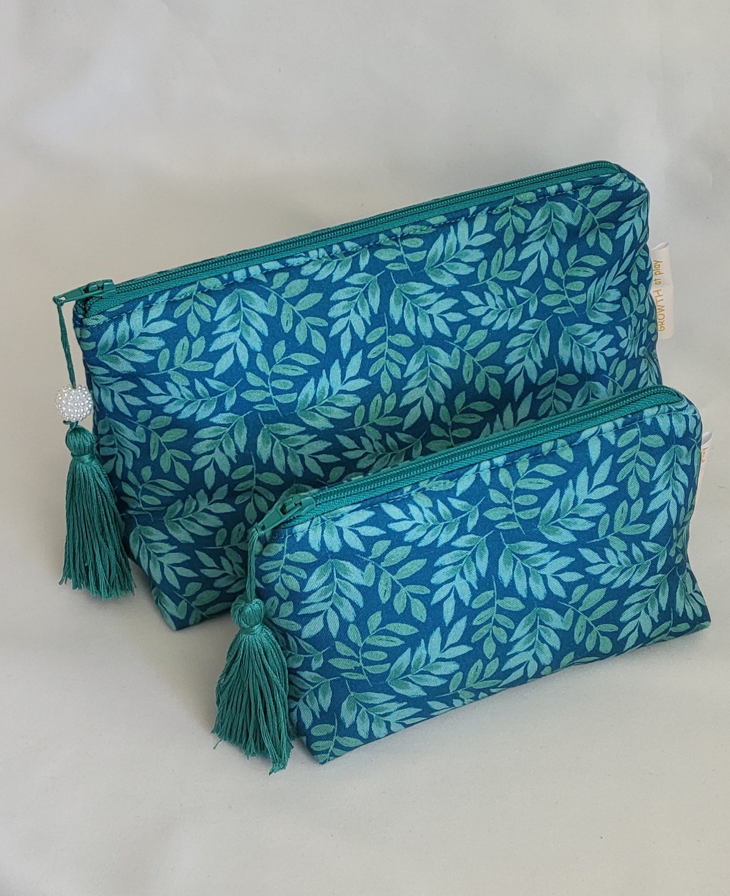 Cotton Makeup Pouch in Teal Botanical Leaf - Mother's Day Gift | Travel Pouch| Still.