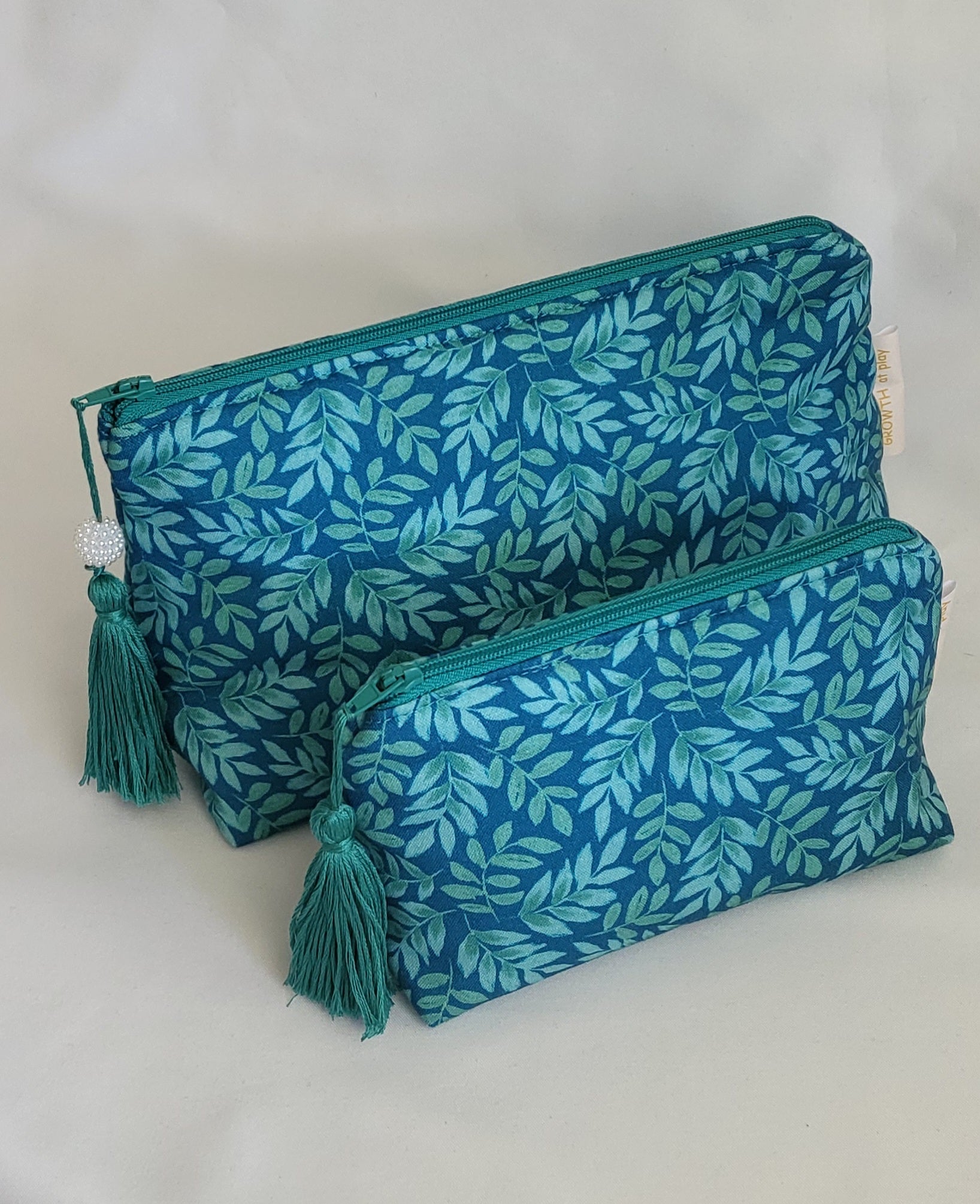 Cotton Makeup Pouch in Teal Botanical Leaf - Mother's Day Gift | Travel Pouch| Still.