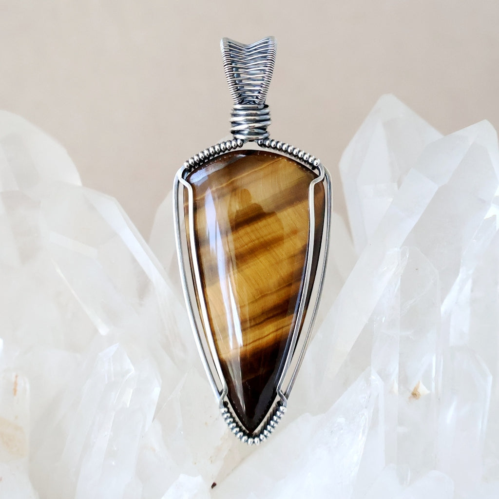 Sterling Silver Tiger Eye Pendant ~ Talisman of Confidence
