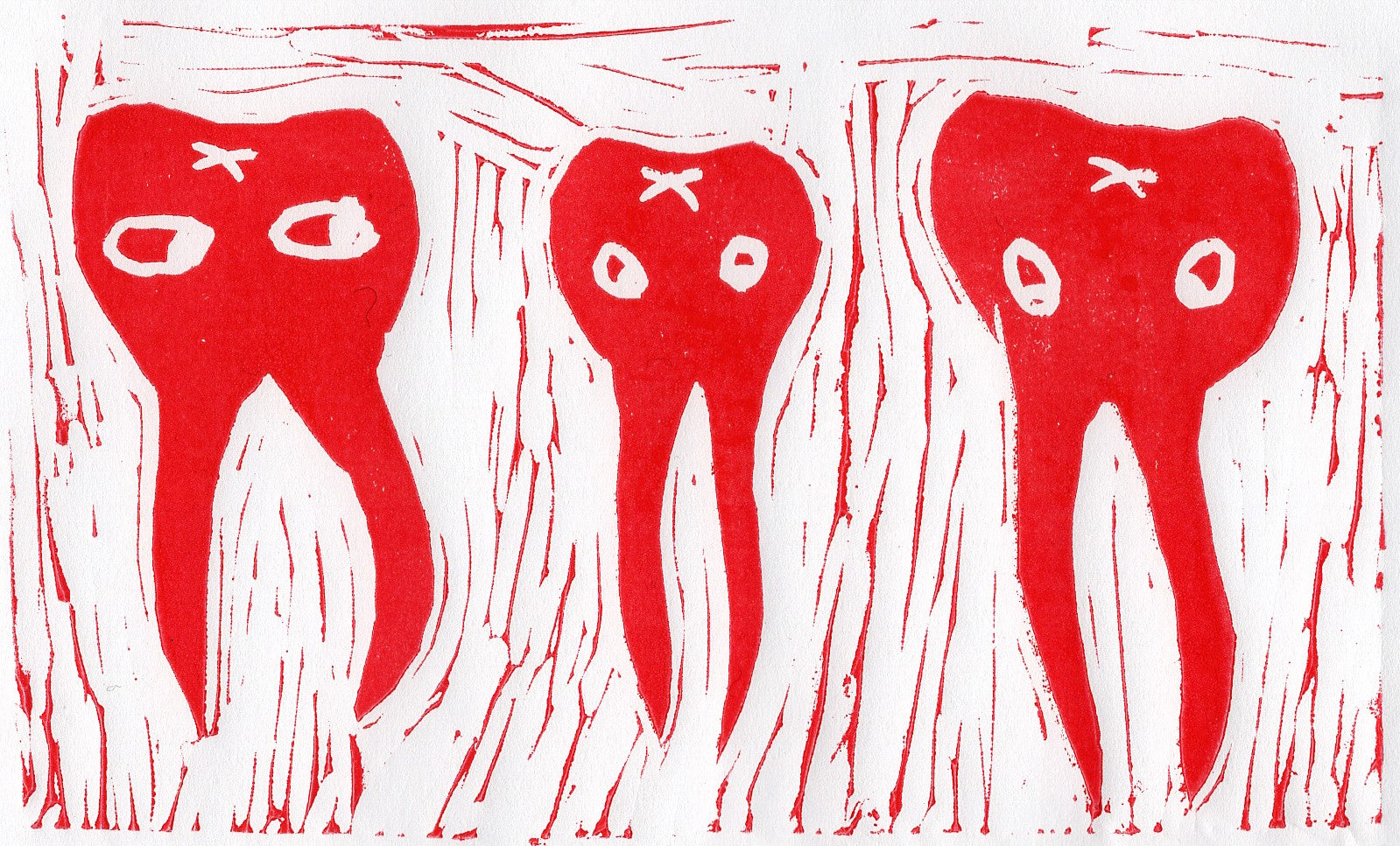 Teeth - original lino print