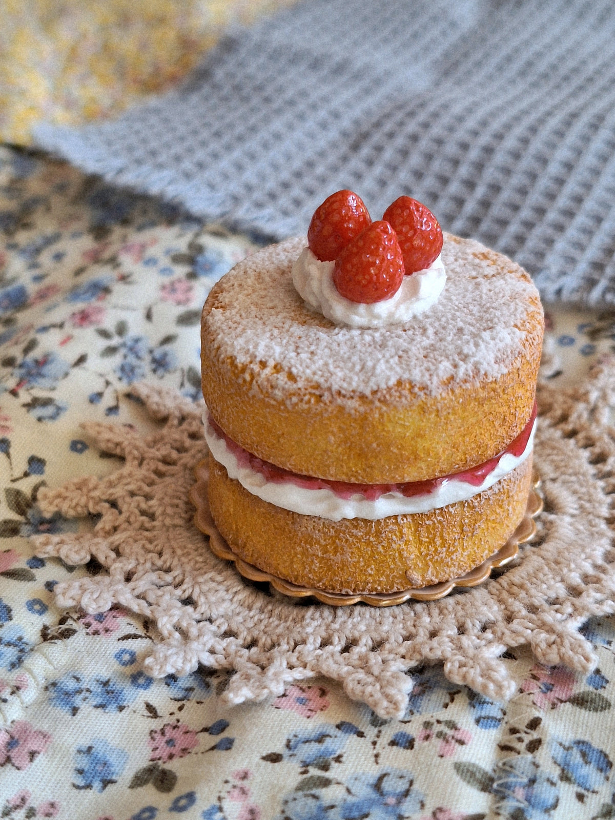 Victoria Sponge Cake (with mini crochet doily)