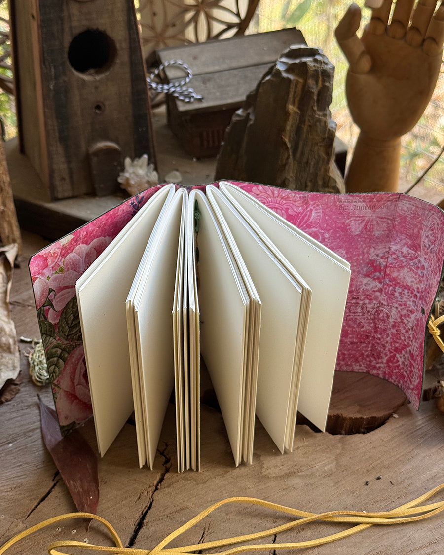 Bottle Green Pine Tree-Stitched Leather A6 Journal