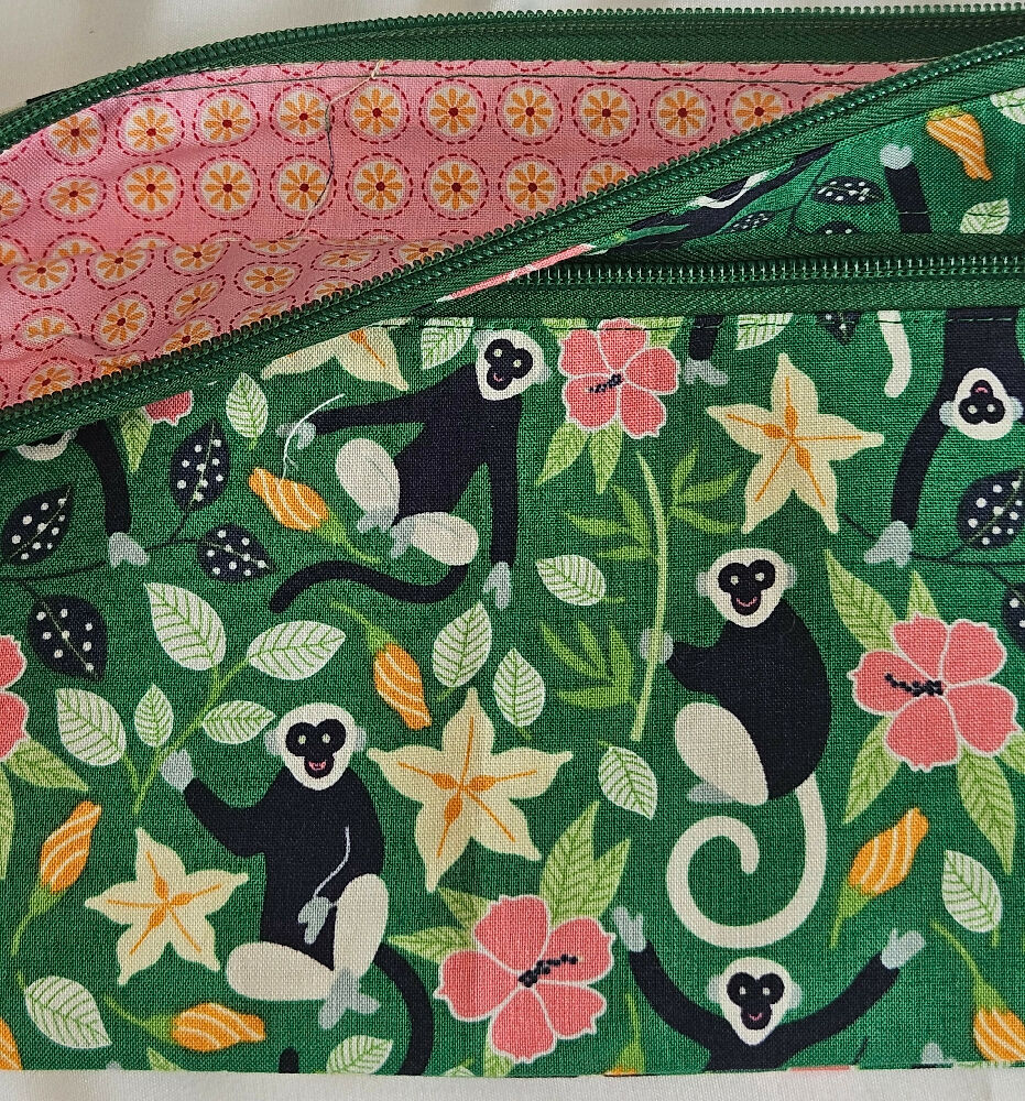 Handmade Jungle Themed Double Zippered Pencil Case