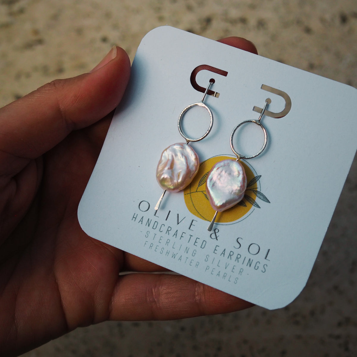 Circle + Pearl Textured Earrings | Sterling Silver | Freshwater Pearls