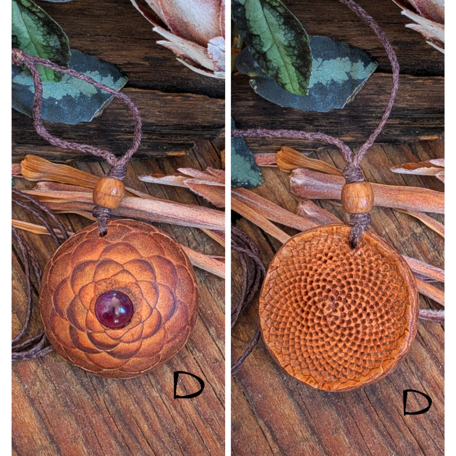PROTEA SEED POD NECKLACE African Turquoise Amethyst Flower of life Sacred Geometry