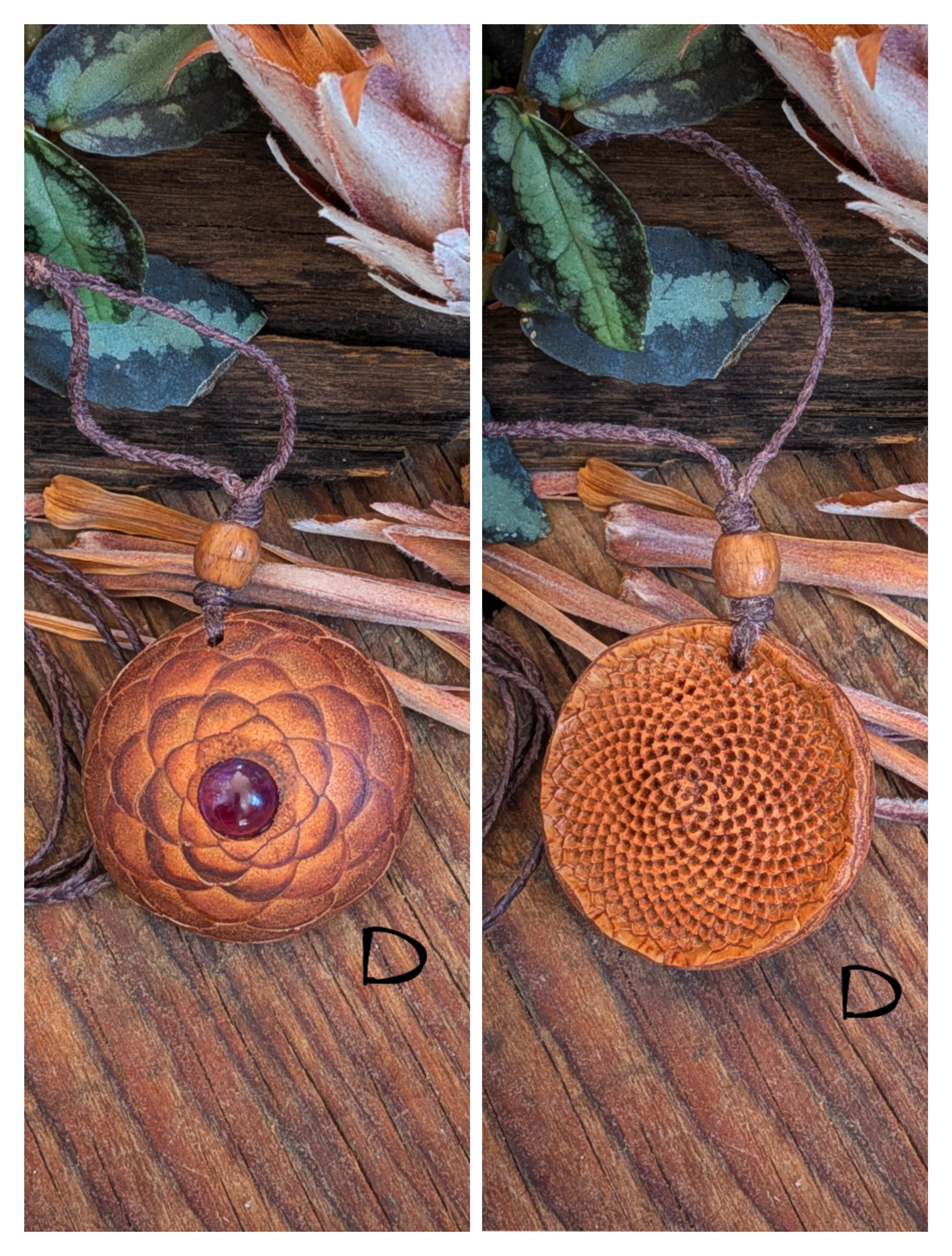 PROTEA SEED POD NECKLACE African Turquoise Amethyst Flower of life Sacred Geometry