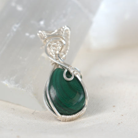 Wire Wrapped Malachite Keepsake Pendant