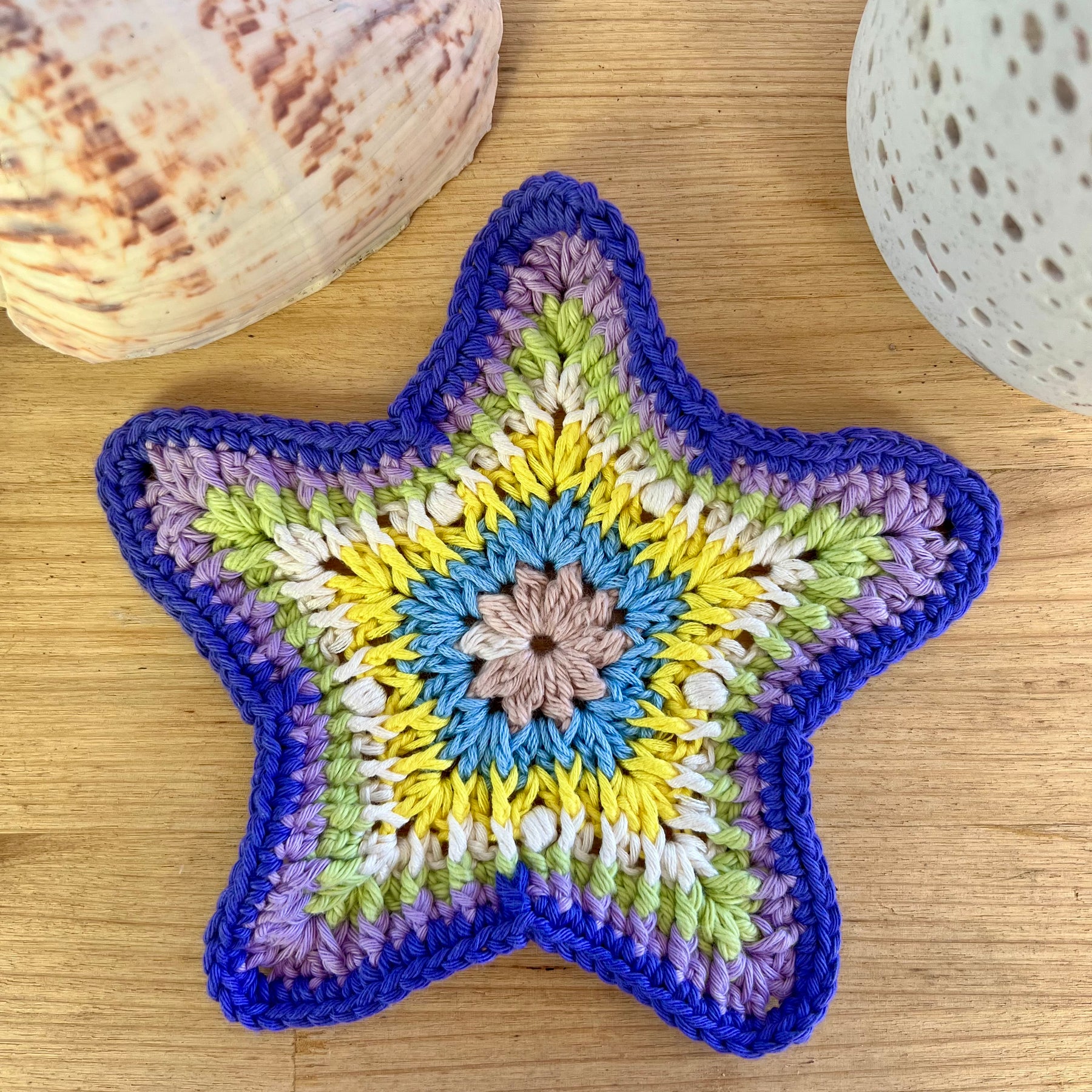 Starfish Crochet Coaster - Cotton Beach Coasters - Large coasters