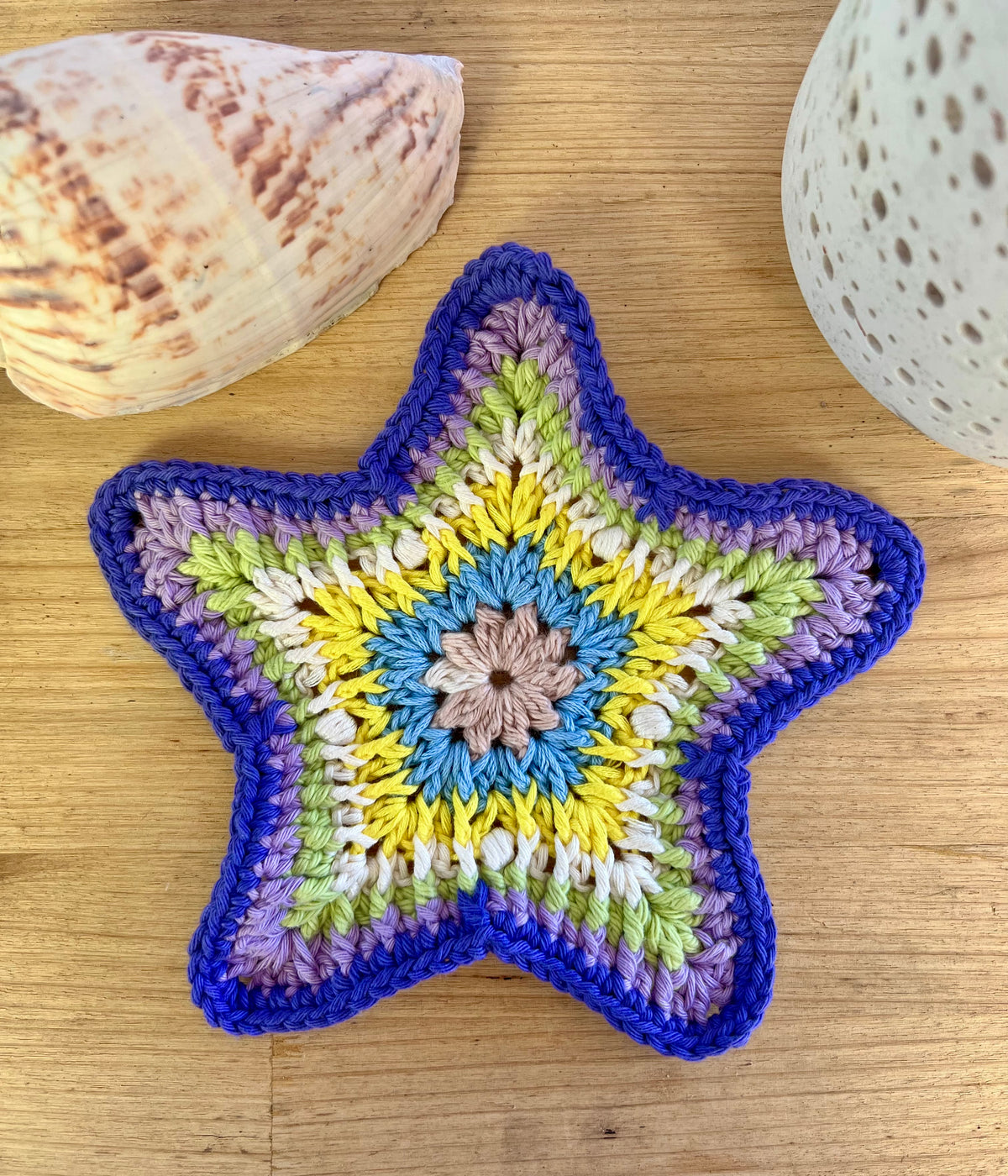Starfish Crochet Coaster - Cotton Beach Coasters - Large coasters