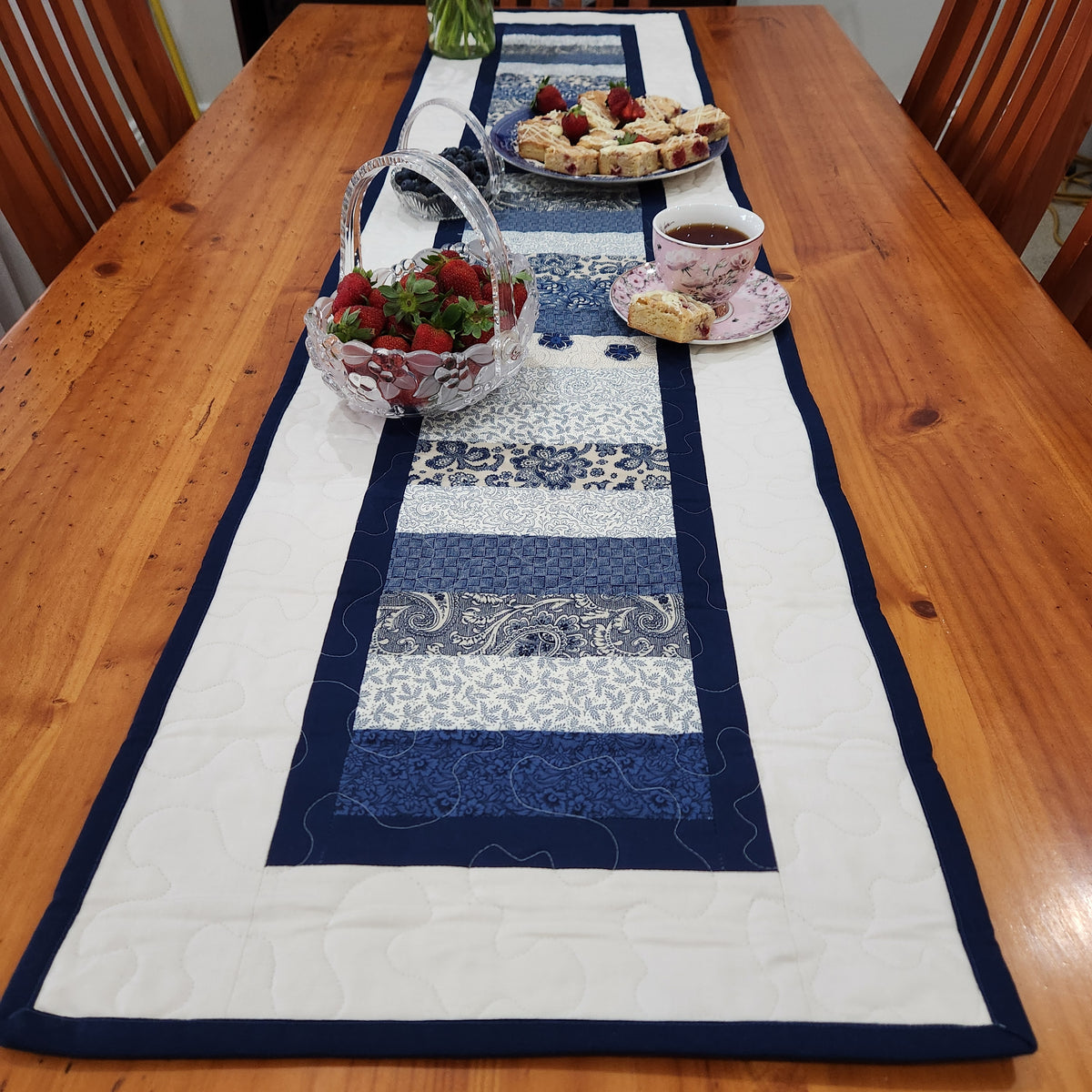 Blue Quilted Table Runner