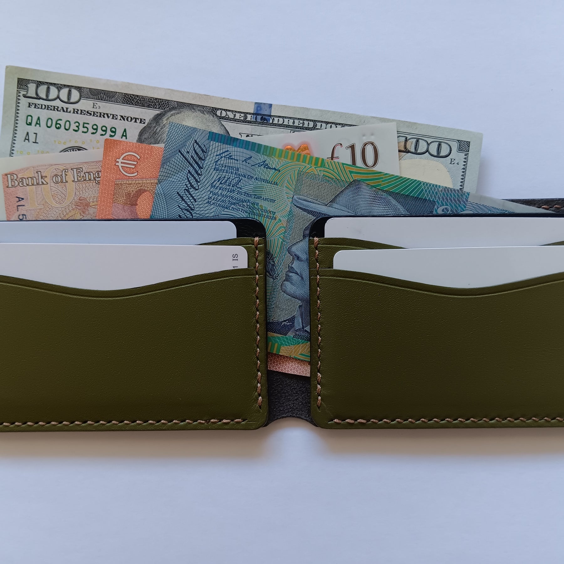 Men's Wallet Cardholder - Light Brown Stitching