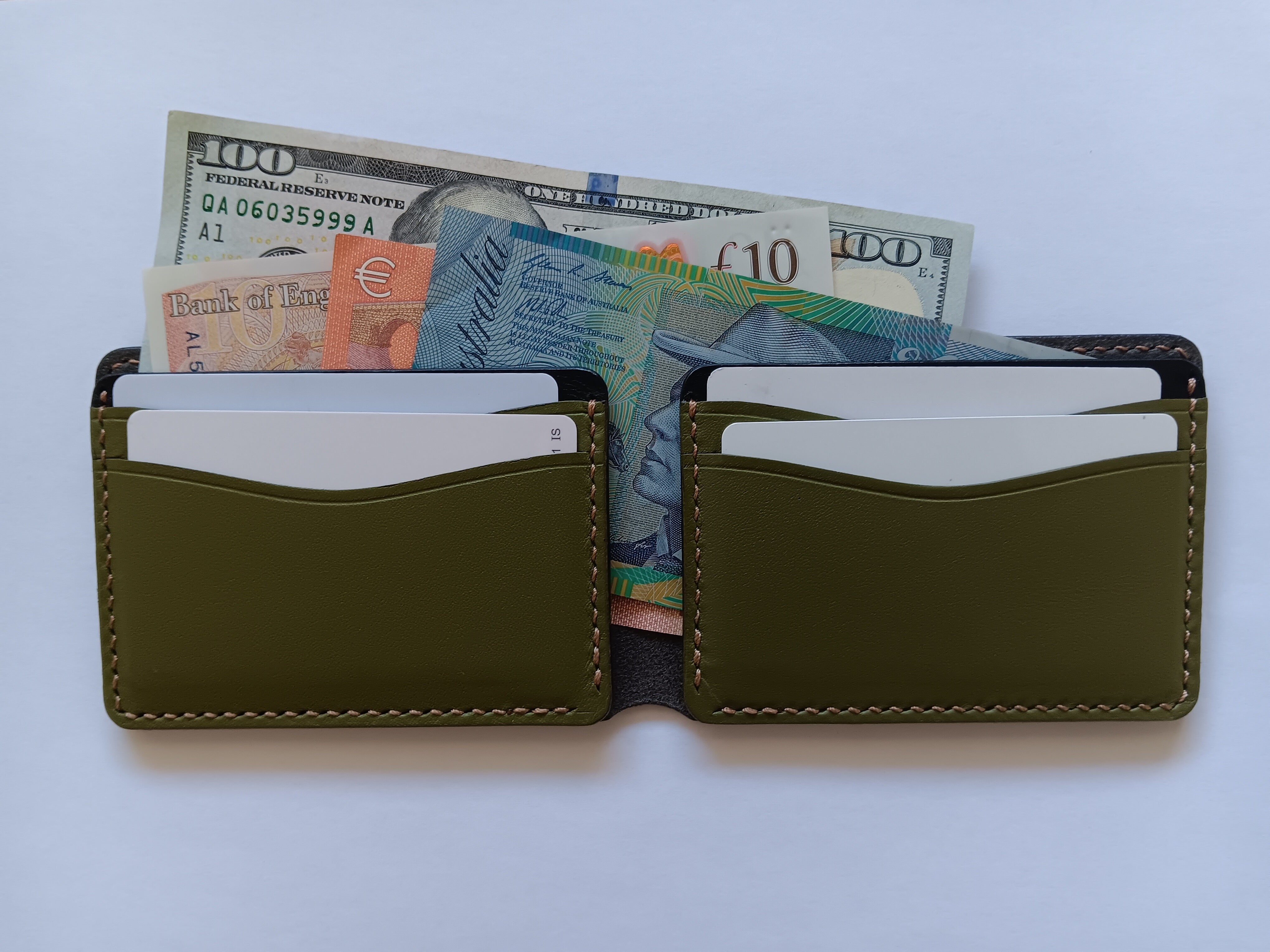 Men's Wallet Cardholder - Light Brown Stitching