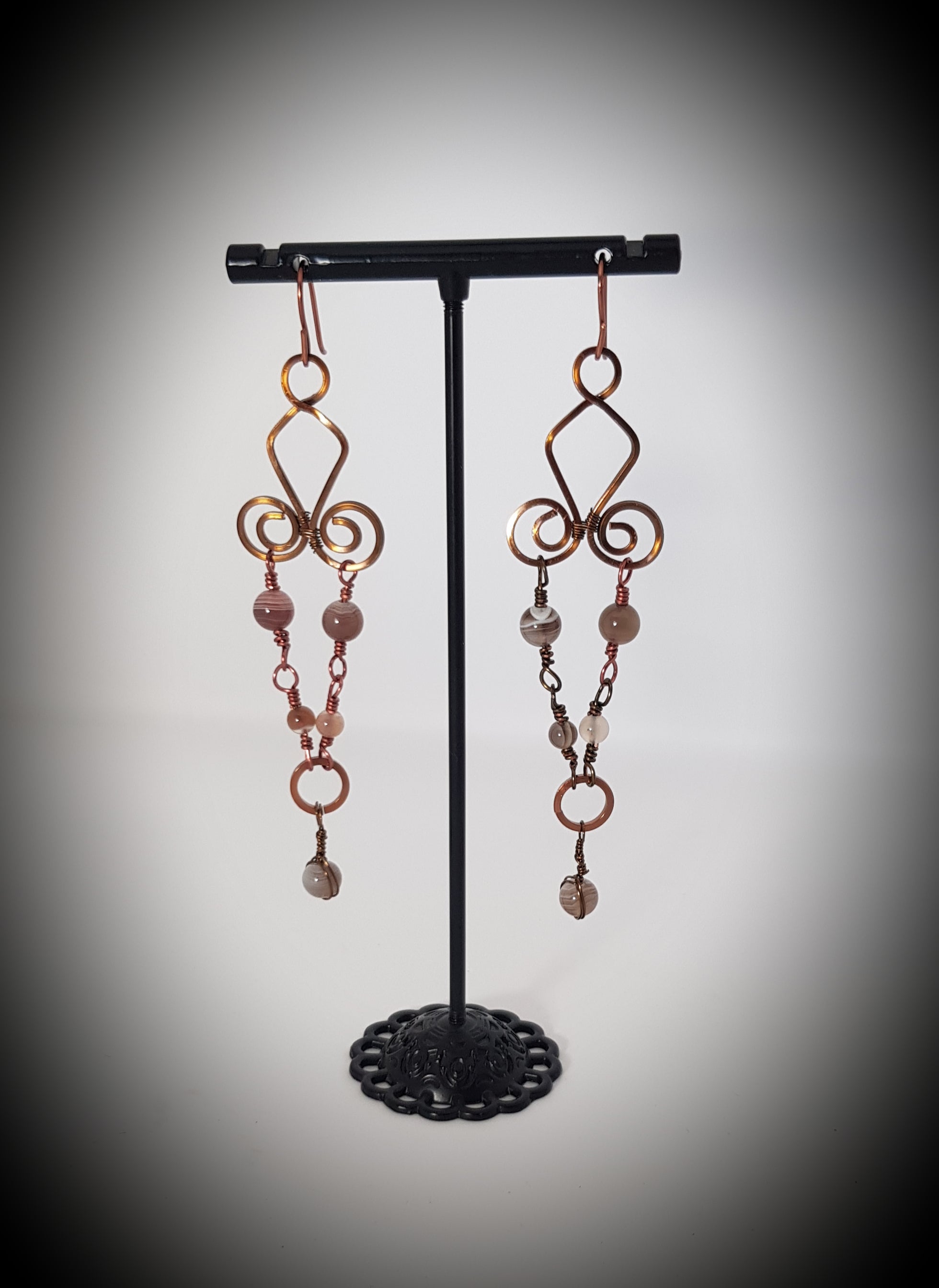 Chandelier earrings with Botswana Agate.  #667AM/E