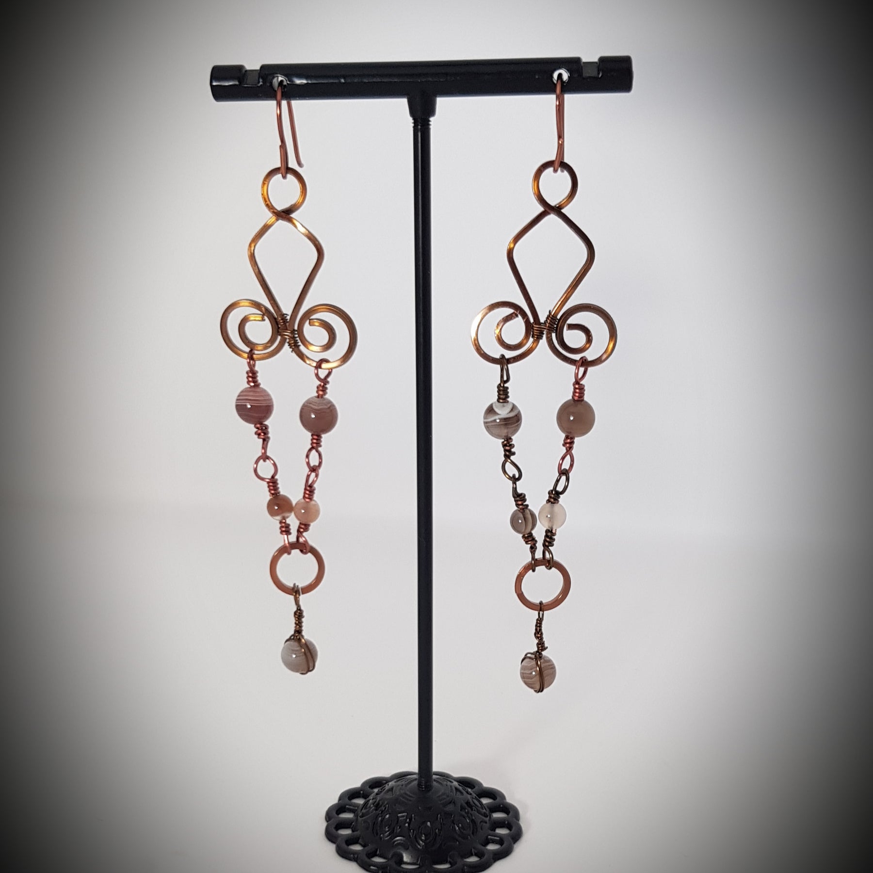 Chandelier earrings with Botswana Agate.  #667AM/E