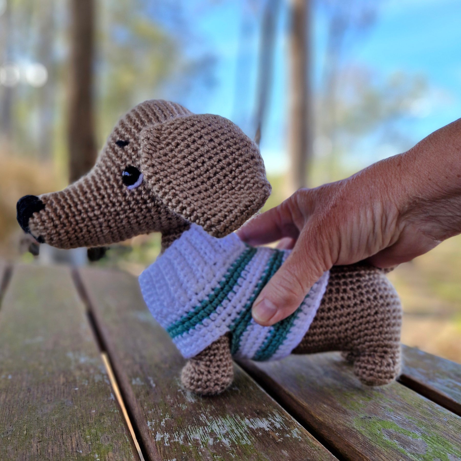 Hand crochet Light Brown Dachshund Dog (Sausage Dog)
