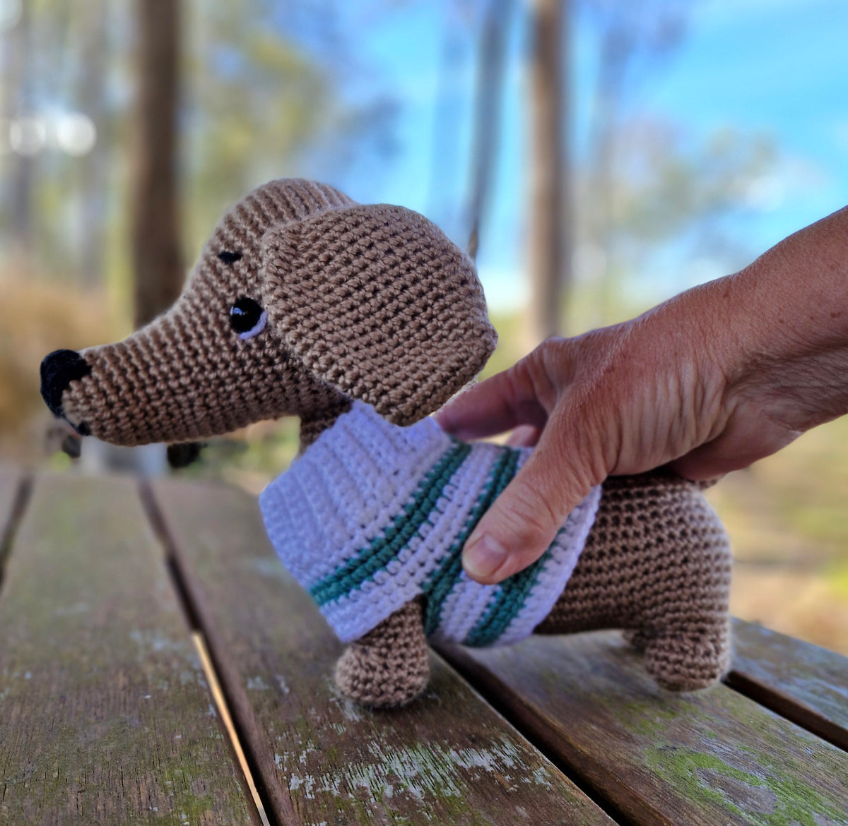 Hand crochet Light Brown Dachshund Dog (Sausage Dog)
