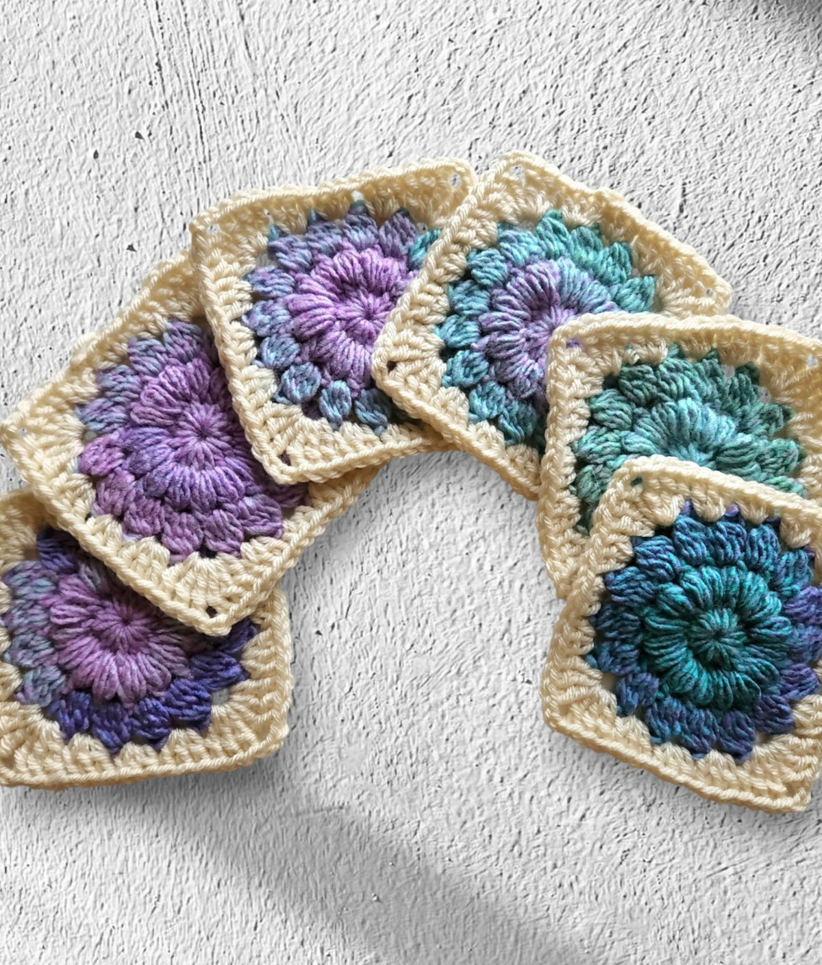 Crochet Granny Square Teal/Mauve Throw