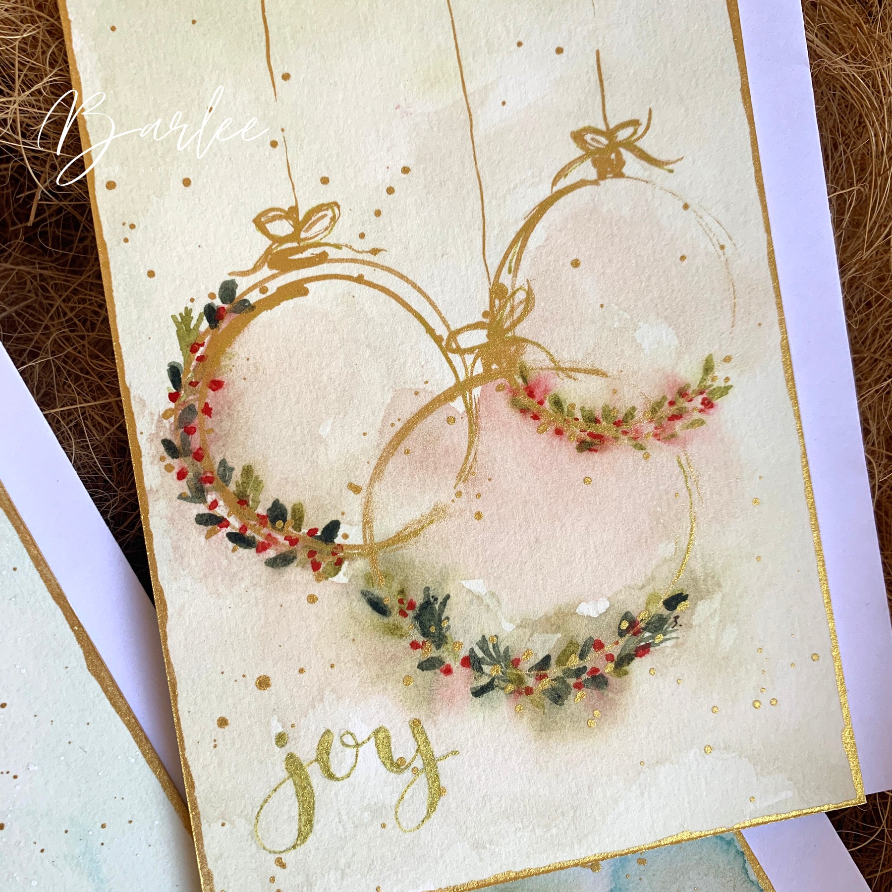 Set of 3 Hand-Painted Christmas Cards - One-of-a-Kind.
