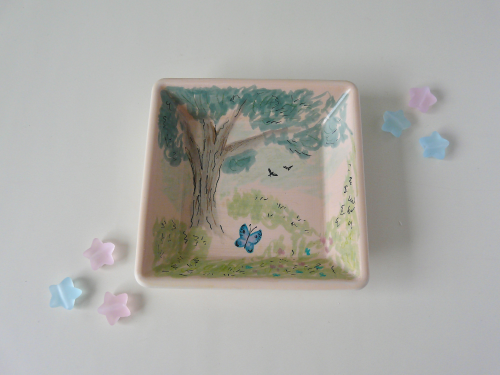 Trinket Dish with Peaceful Country Scene