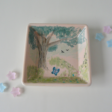 Trinket Dish with Peaceful Country Scene