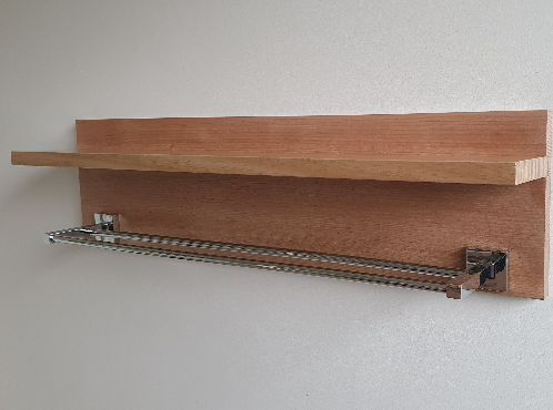Tasmanian Oak Bathroom 70cm Shelf with Dual Chrome Towel Rail