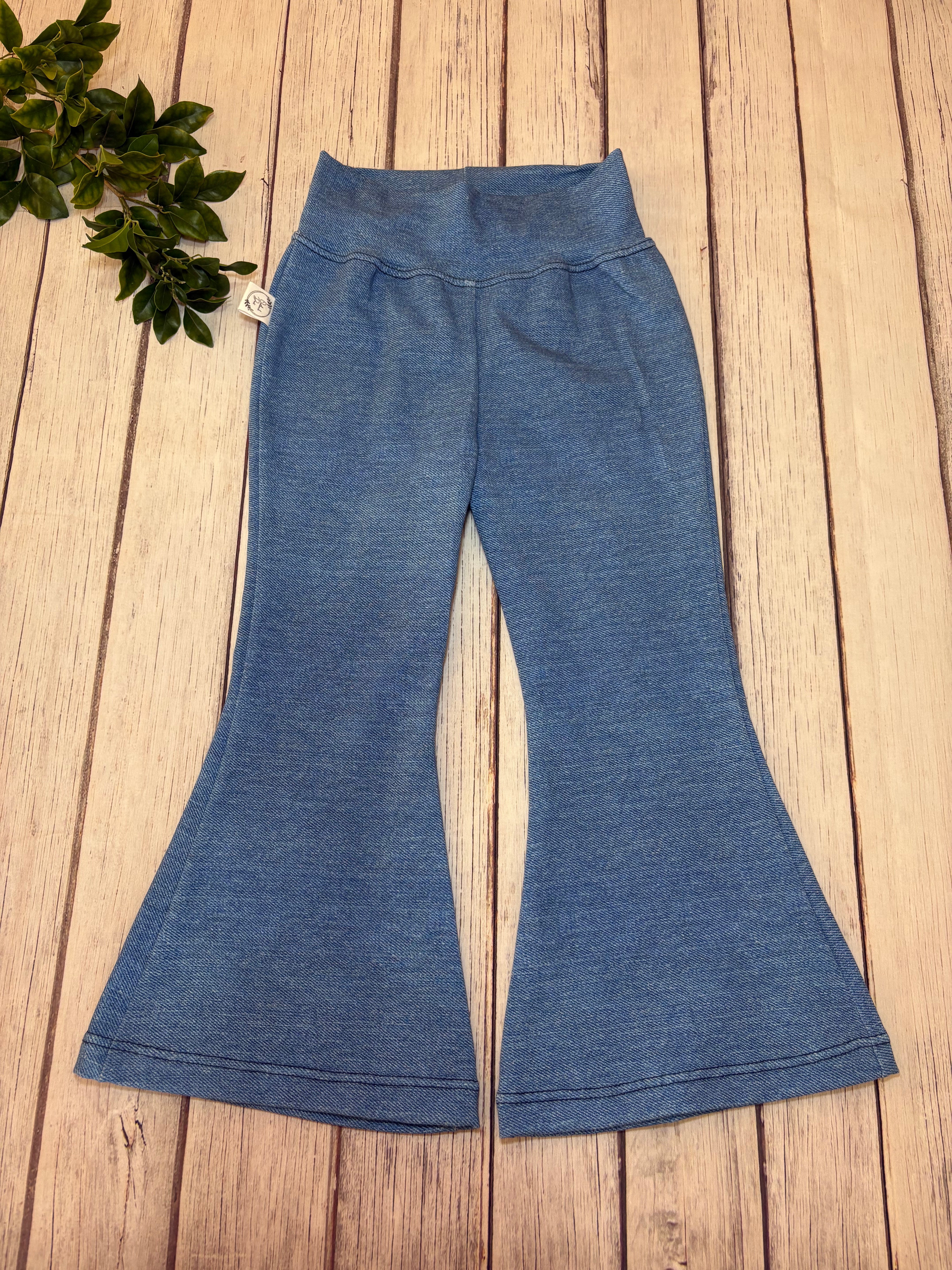 Kid's Denim Look Flare Pants-Size 2