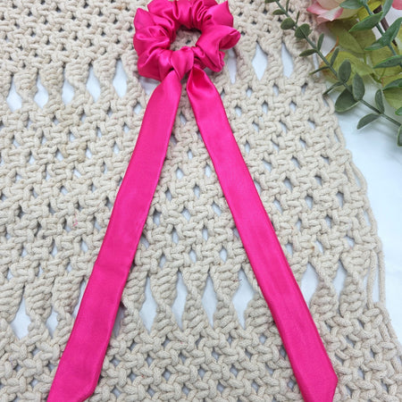 Satin Scrunchie Bow, Handmade Hair Ties, Ponytail Bands,