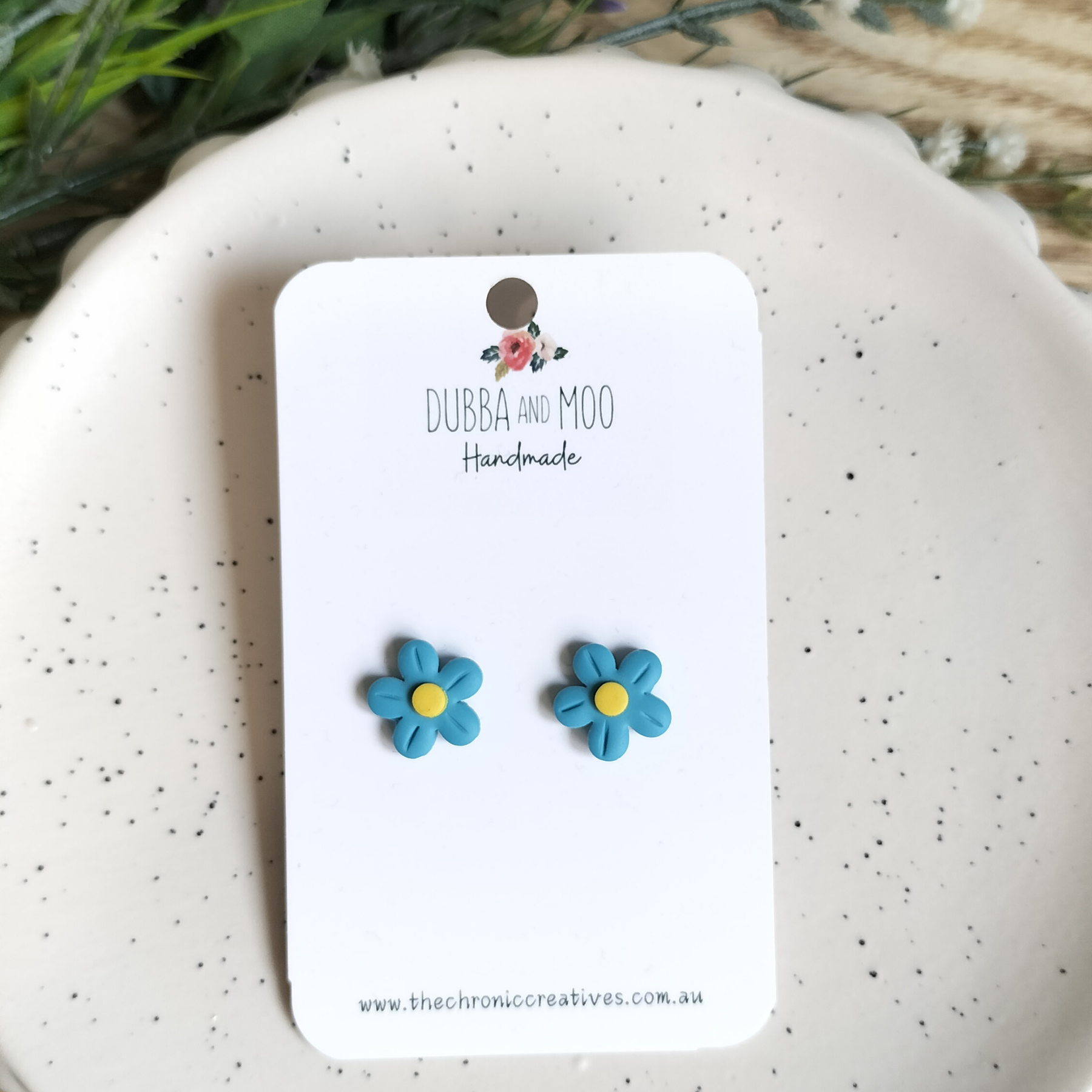 Mini Daisy Polymer Clay Stud Earrings - Assorted Colours