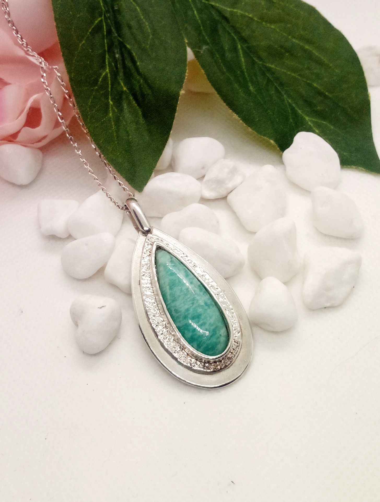 Sterling Silver and Amazonite Pendant