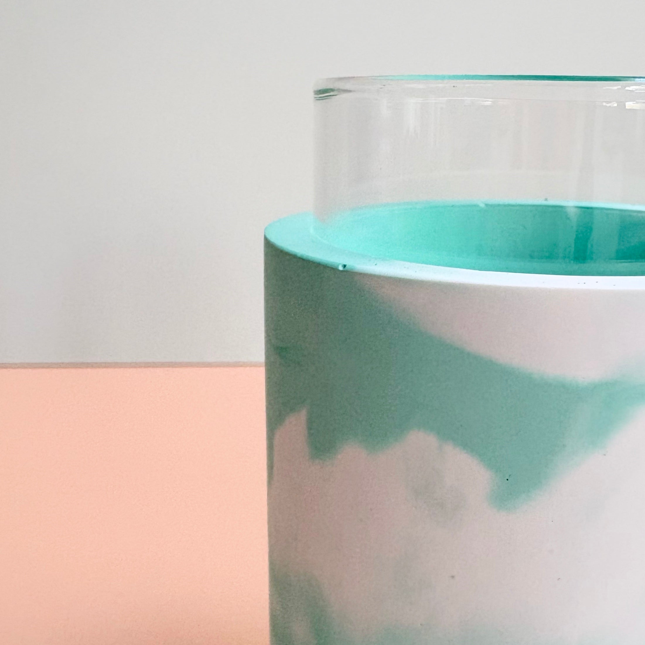 Swirling teal and white vase - made to order
