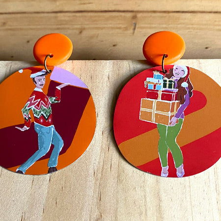 Repurposed Tea Cannister Earrings - Christmas Fun!