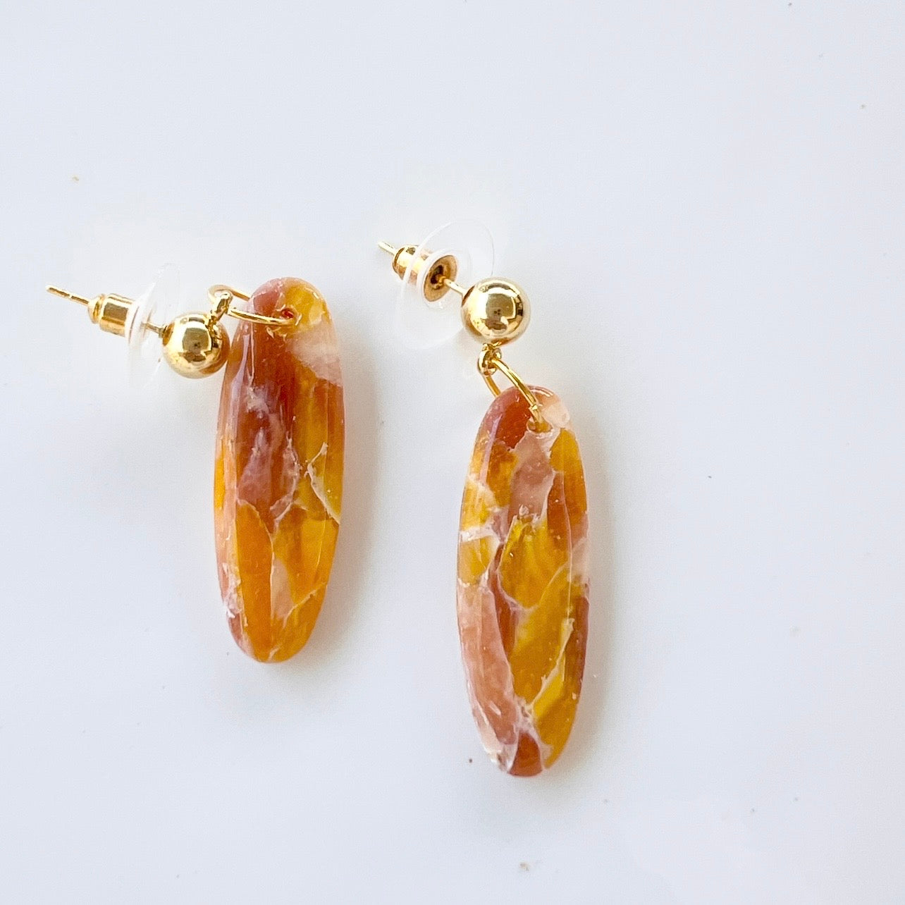 Earrings~Faux Crystal~Orange Calcite~Dangles~One of a Kind