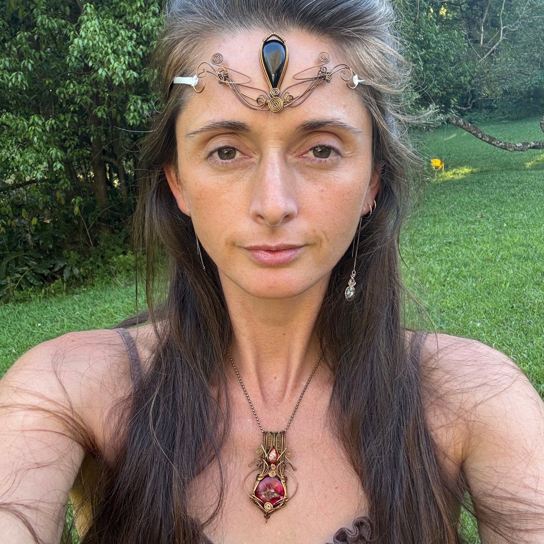 Black Onyx elven crystal crown tiara