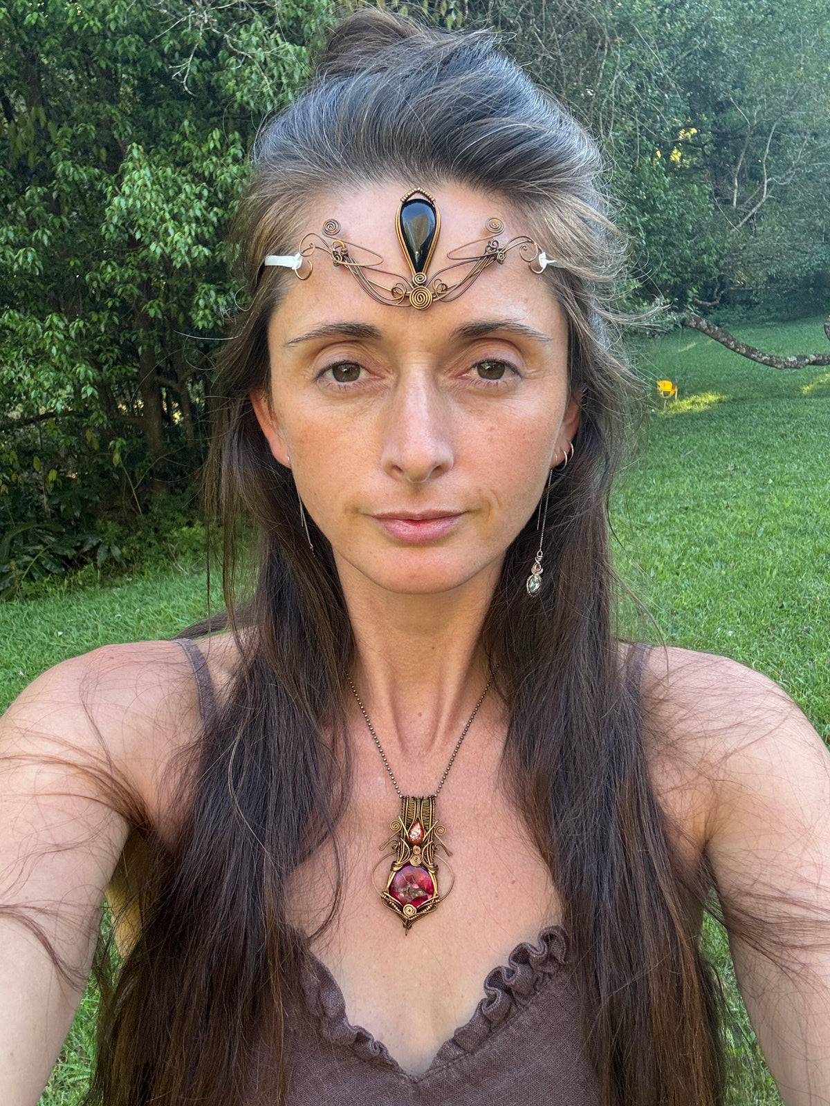 Black Onyx elven crystal crown tiara