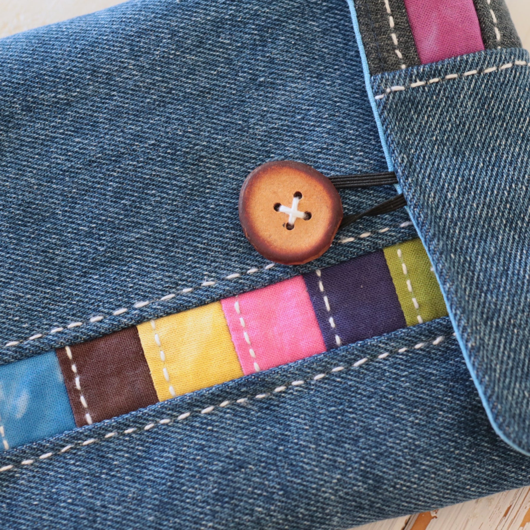 Kindle Sleeve, E-reader sleeve, Upcycled Denim, Hand dyed Patchwork