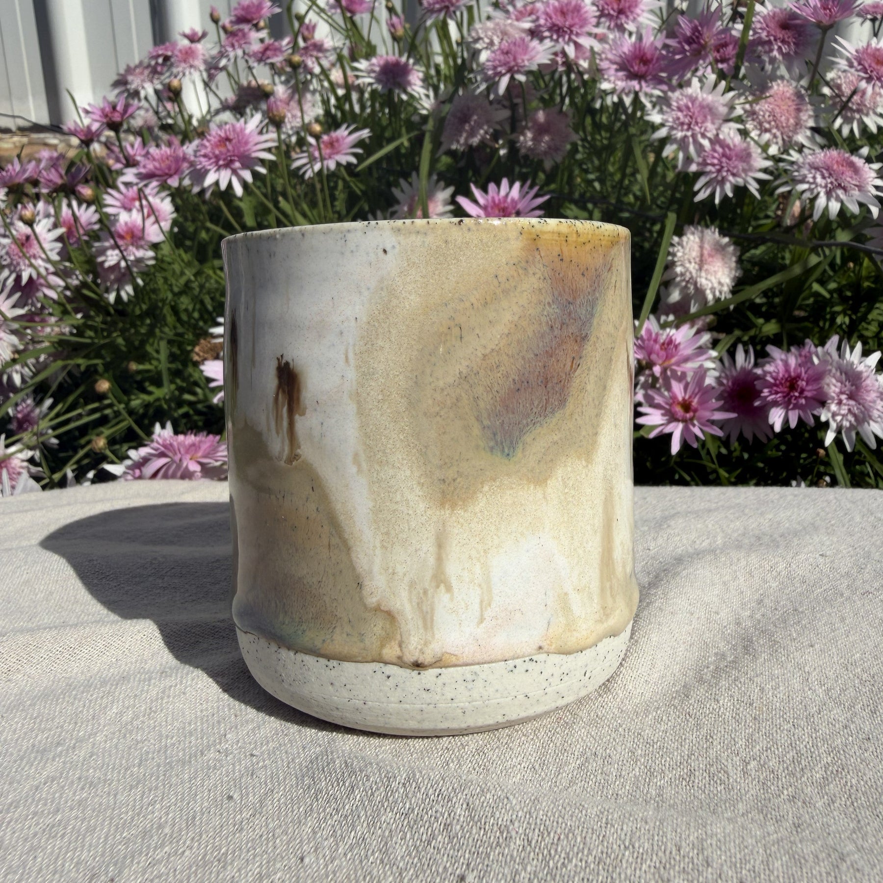 One-of-a-Kind Wheel Thrown Ceramic Cup – Organic Drip Glaze