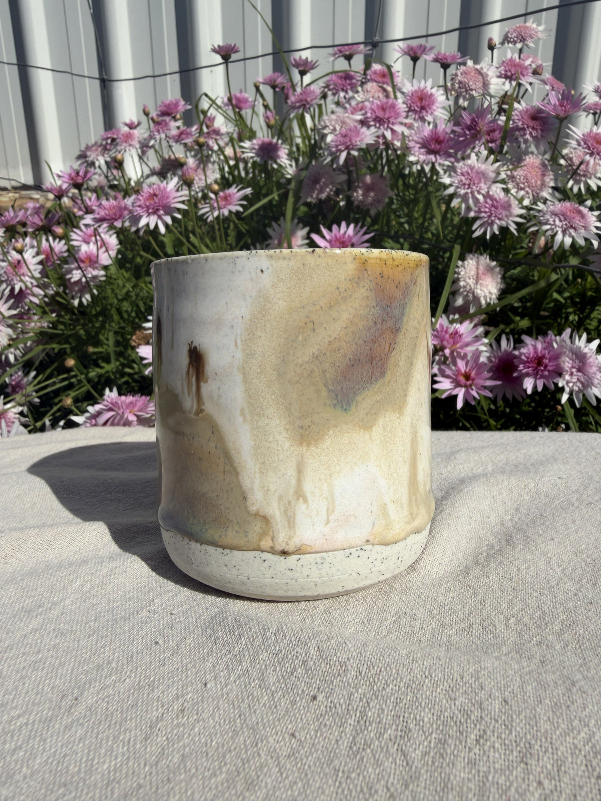 One-of-a-Kind Wheel Thrown Ceramic Cup – Organic Drip Glaze