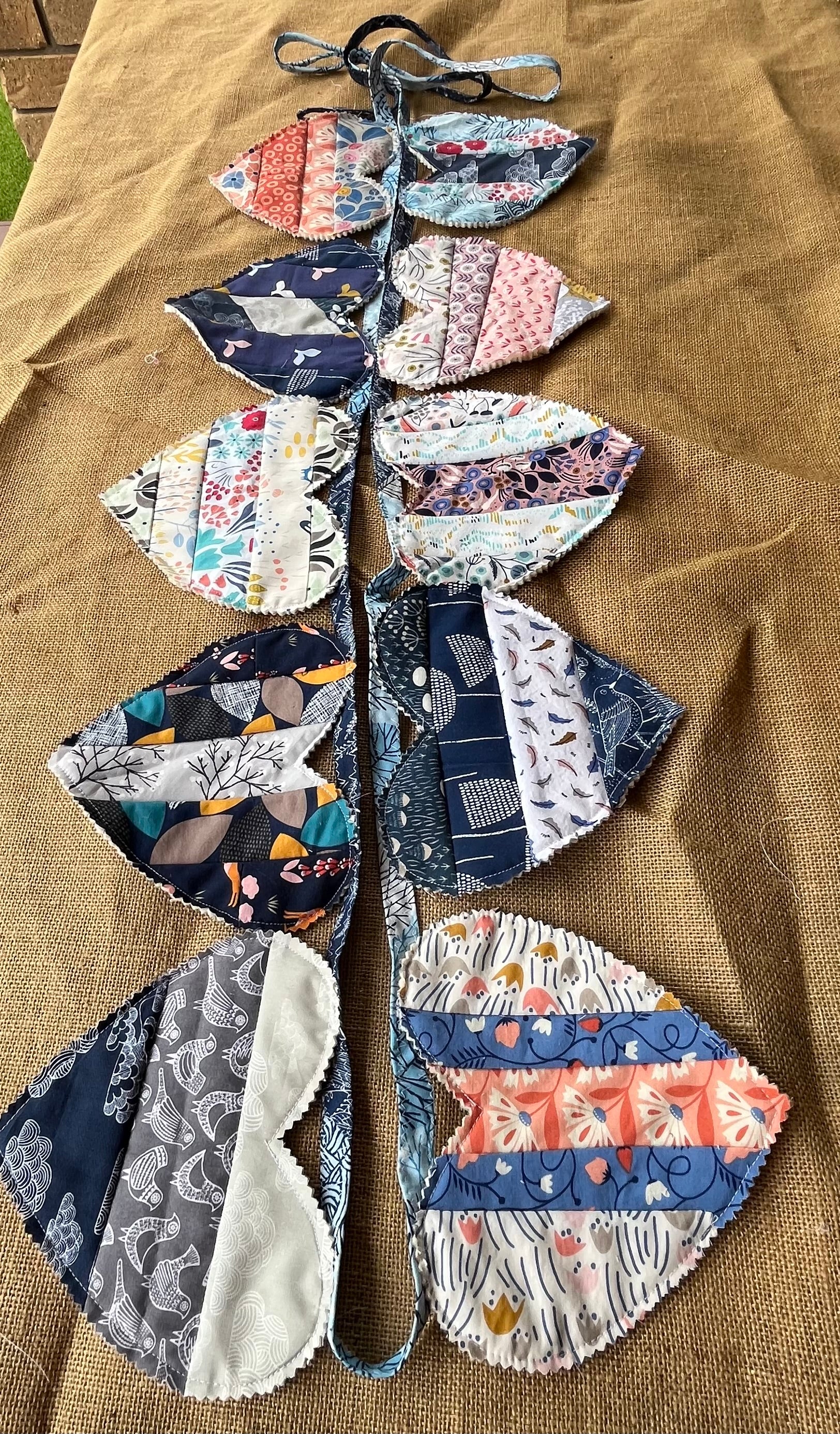 Large heart shaped bunting | organic cotton fabric | keepsake | 3m long