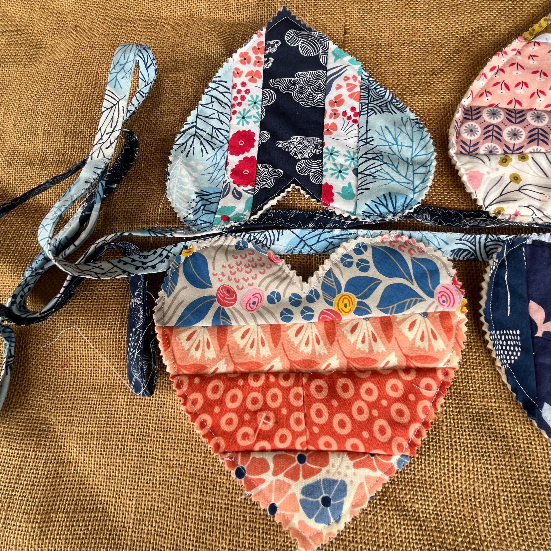 Large heart shaped bunting | organic cotton fabric | keepsake | 3m long