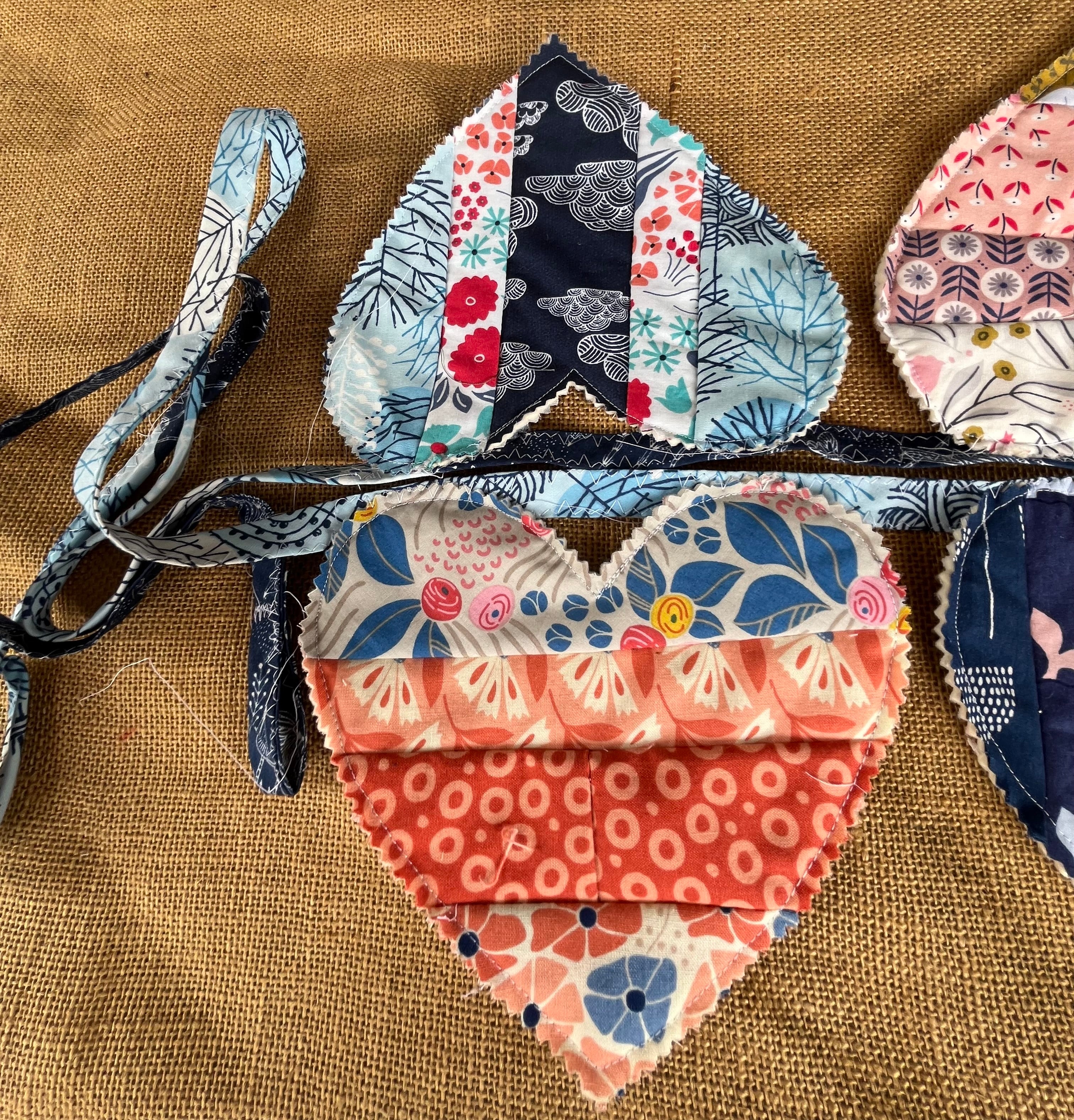 Large heart shaped bunting | organic cotton fabric | keepsake | 3m long