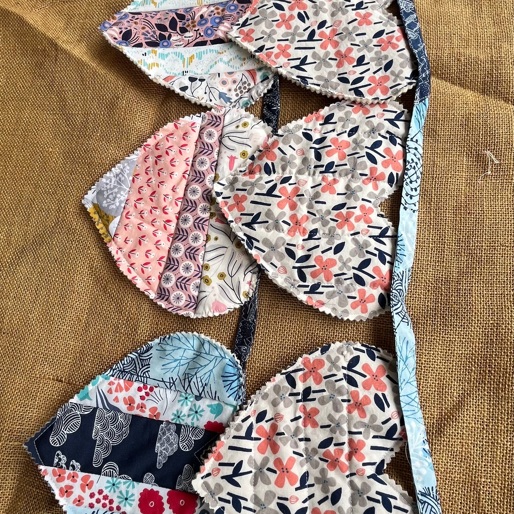 Large heart shaped bunting | organic cotton fabric | keepsake | 3m long