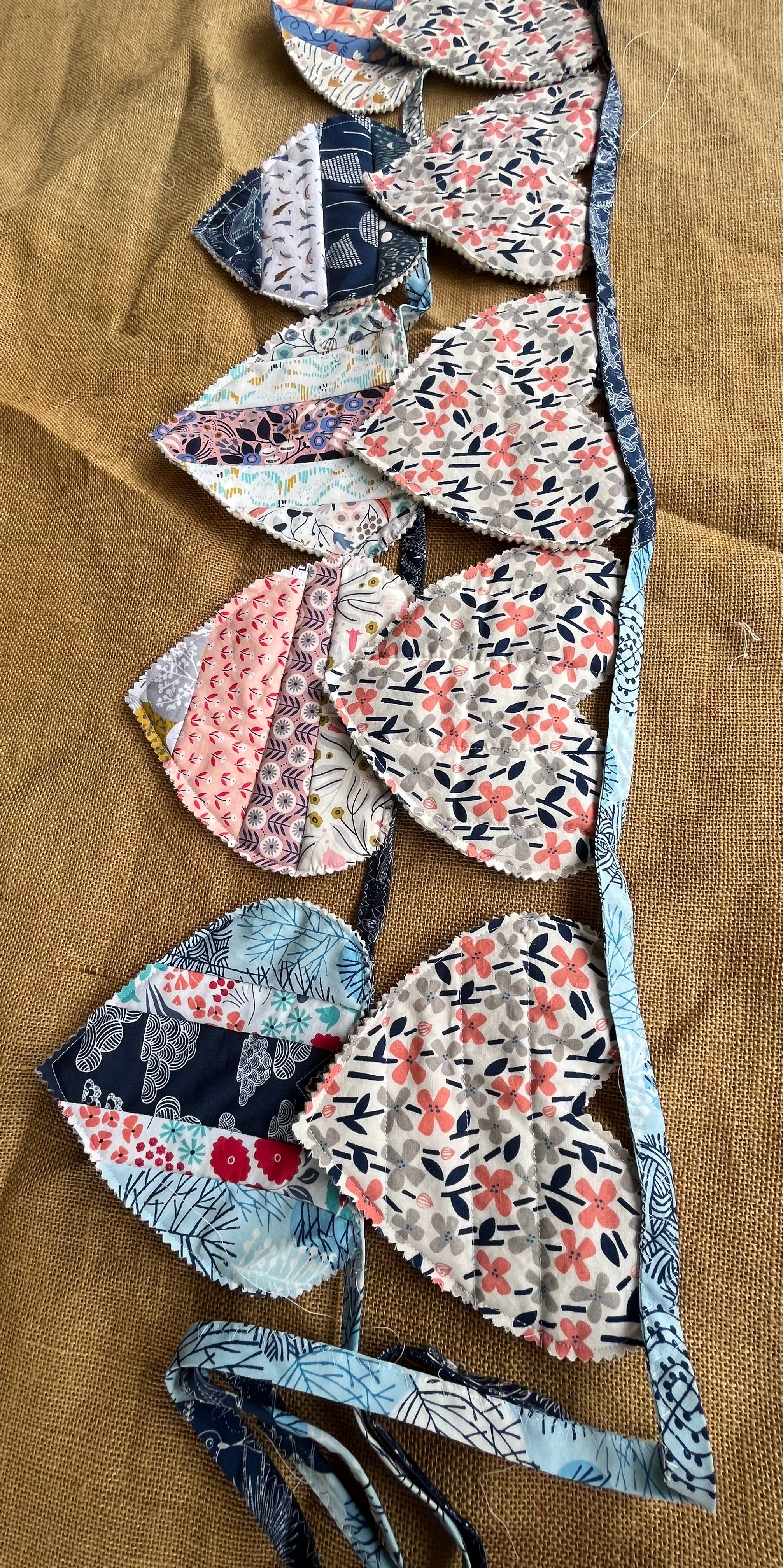 Large heart shaped bunting | organic cotton fabric | keepsake | 3m long