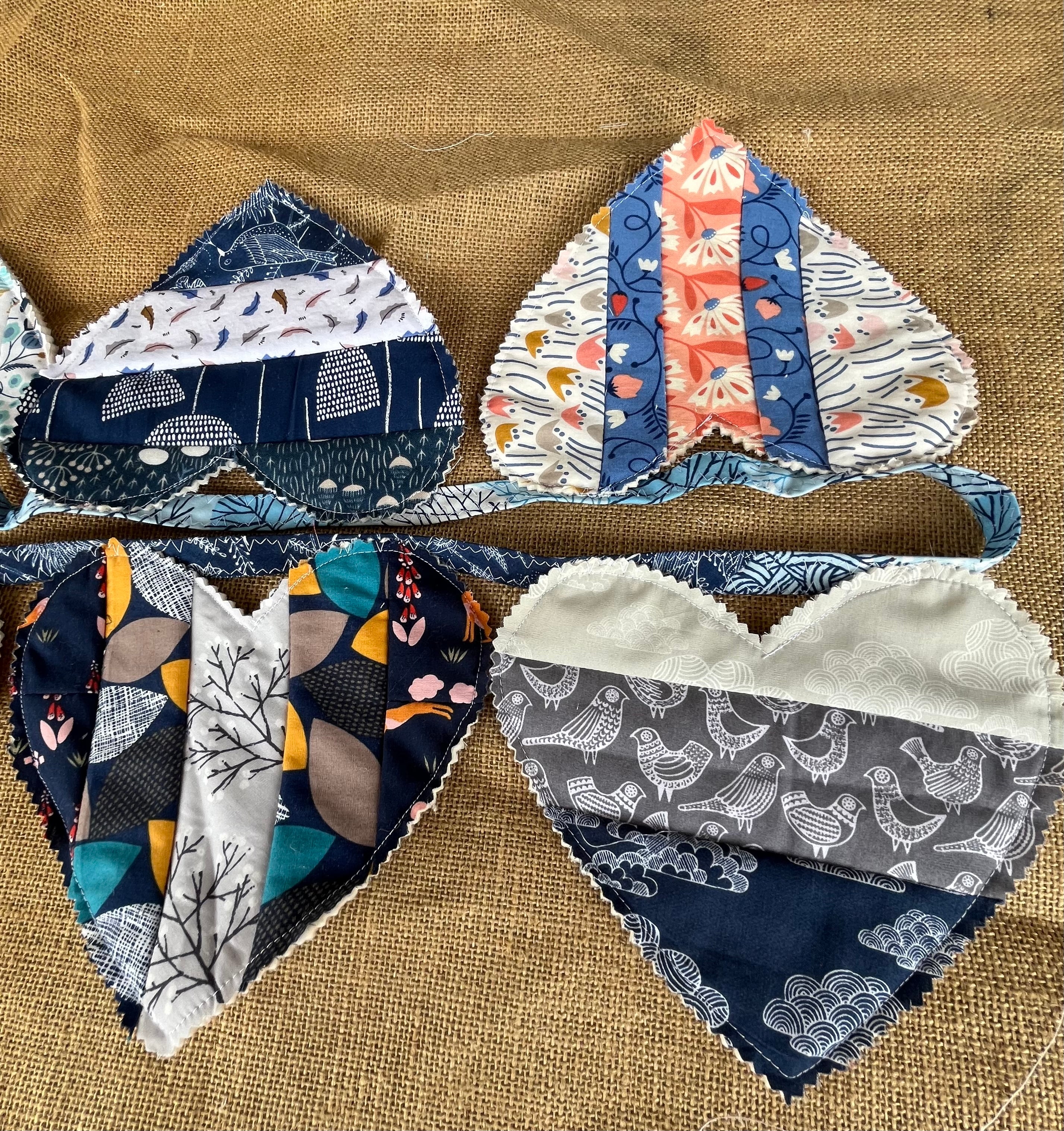 Large heart shaped bunting | organic cotton fabric | keepsake | 3m long