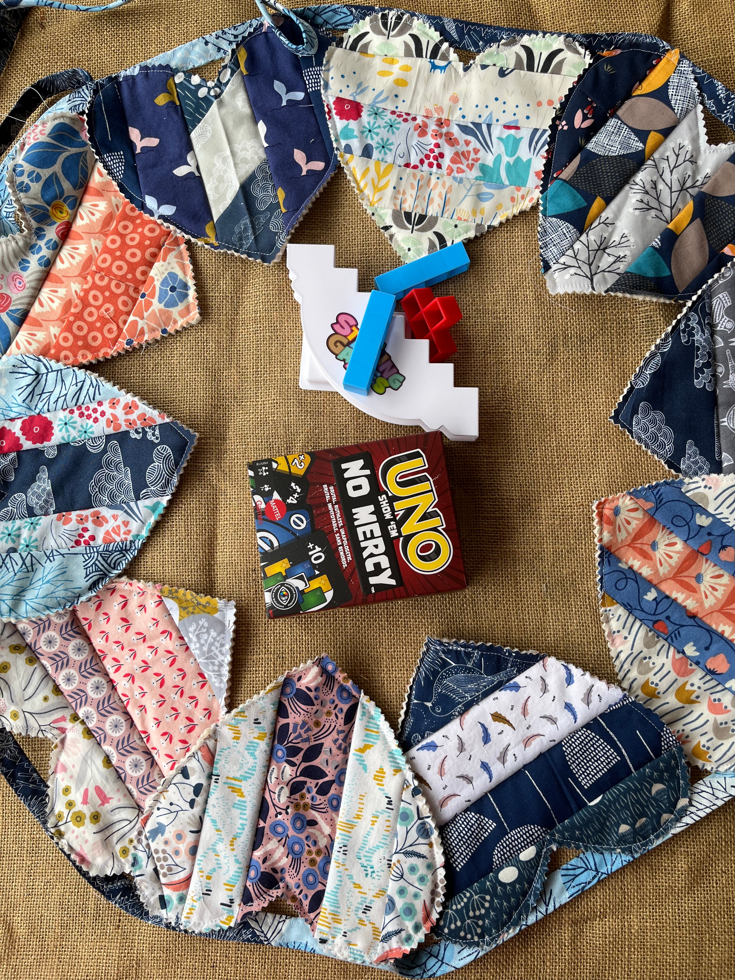 Large heart shaped bunting | organic cotton fabric | keepsake | 3m long