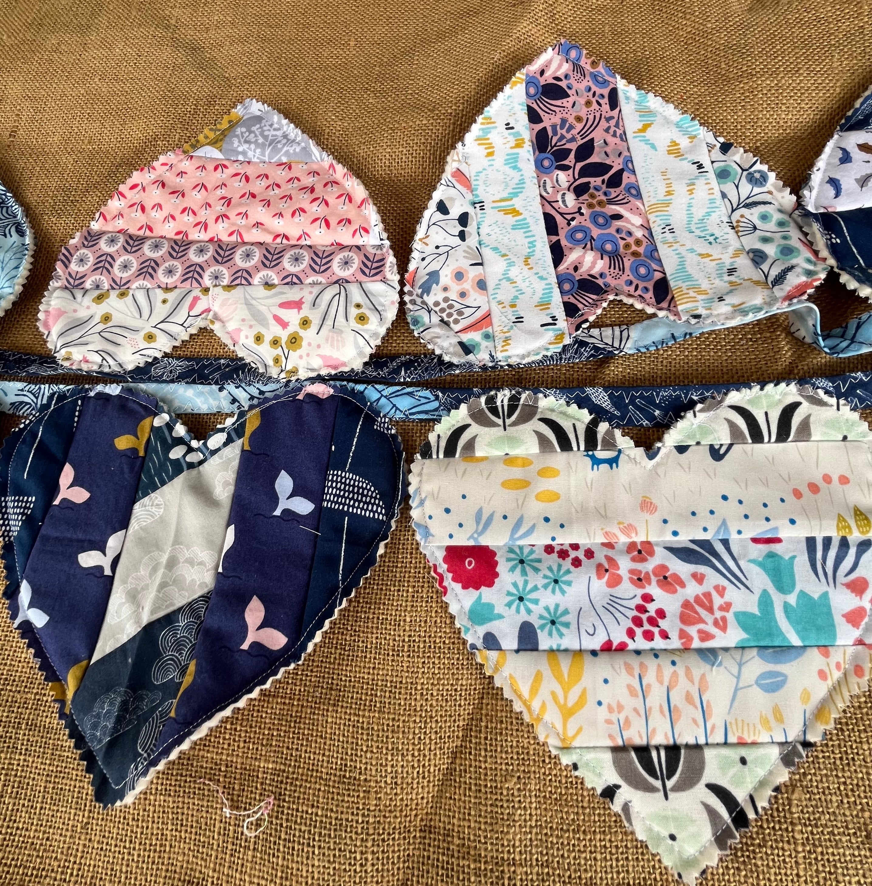 Large heart shaped bunting | organic cotton fabric | keepsake | 3m long